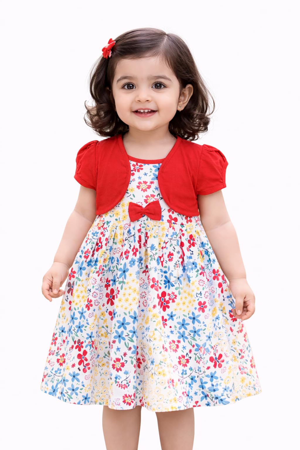 babeezworld Baby Girl Cotton Dress - Half Sleeves Knee Length fit and Flare Frock jhabla Regular fit top-picture-28