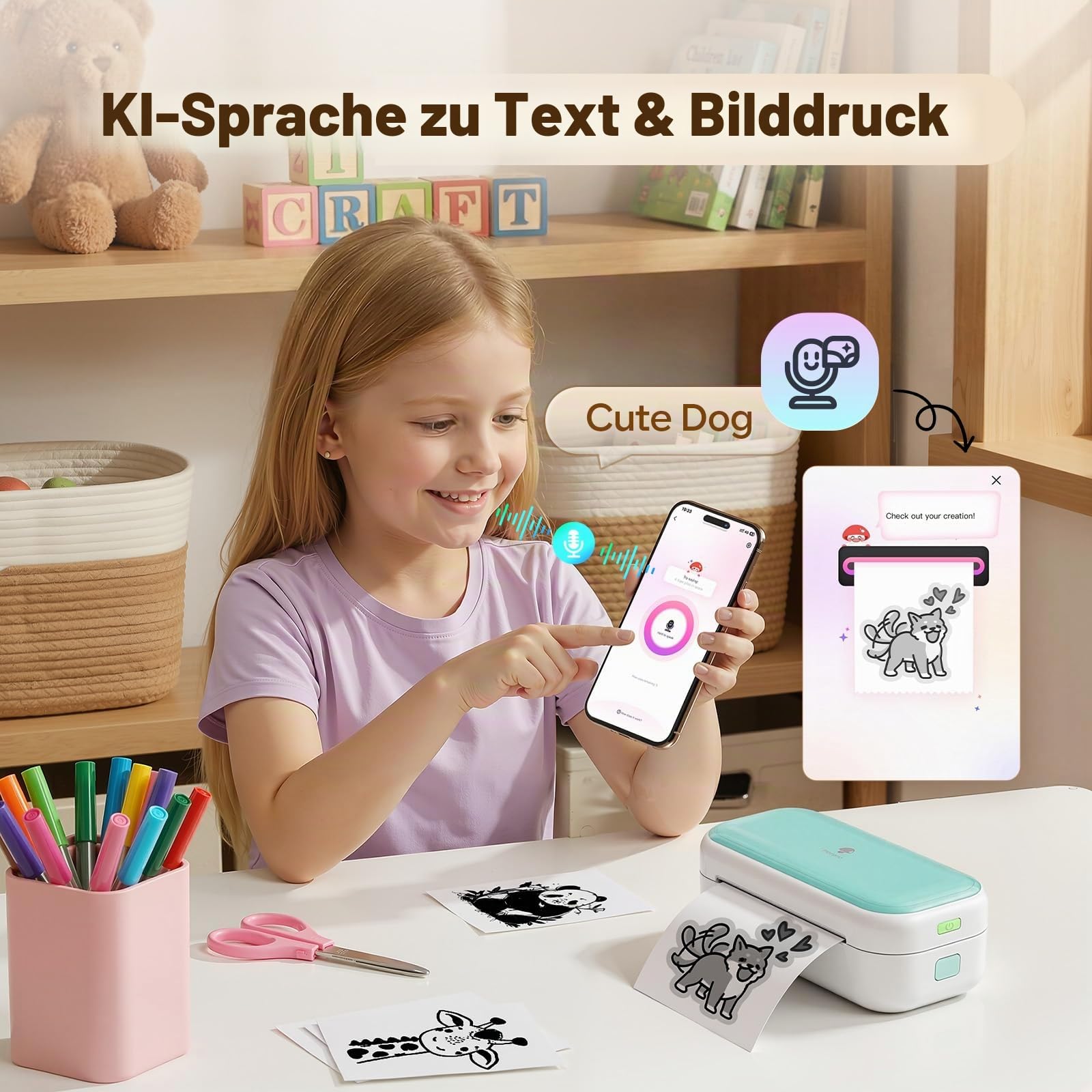 Phomemo M03C Flash Cards Drucker für Kinder,Lernkarten Flash Karten Maker mit 40 Papieren,Flash-Karten Printer für Malsets, Kunst & Basteln, Lernspielzeug für ab 2-8+ Jungen Mädchen Geschenke | Flash-Karten zum Lesen lernen, Montessori-Spielzeug für Kinde