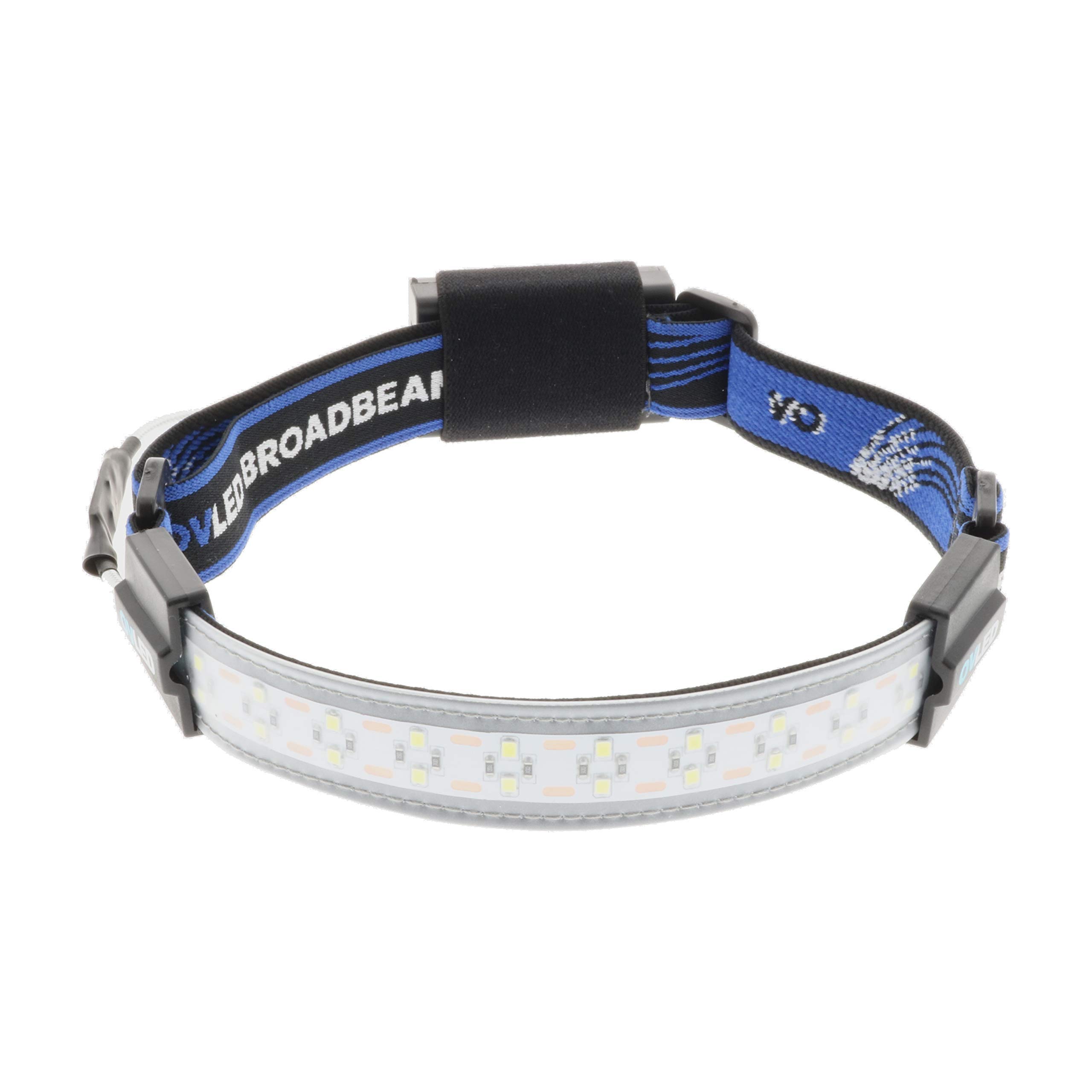 OPTIMAL VENTURES LED Headlamp Liteband Super Lightweight Flex 300 Lumen Bright Head Lamp, AAA Battery Powered Headlamps, Camping, Running, Hard Hat Light, Best Rated for Forehead Flashlight, Blue