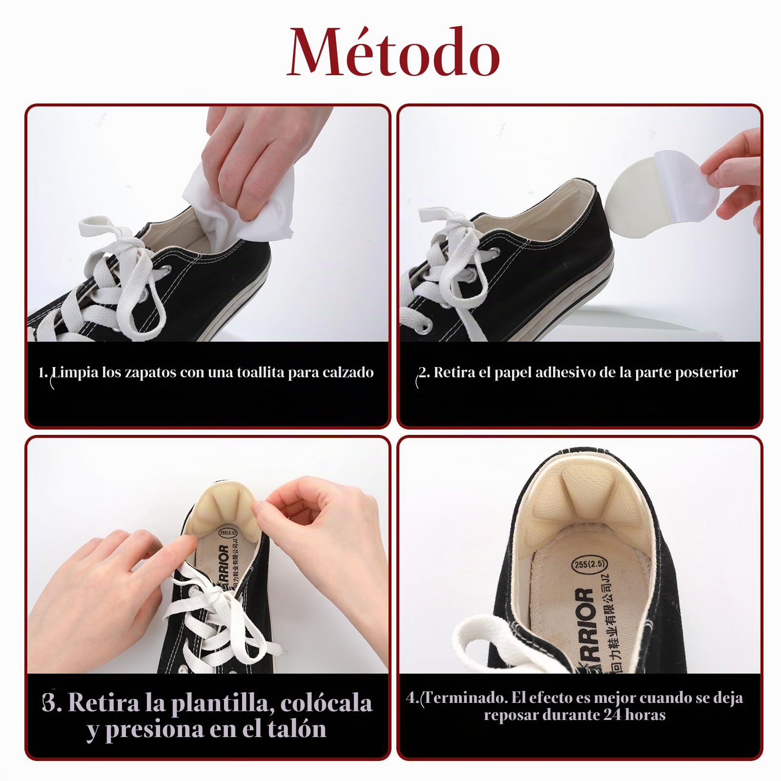 Sibba 8 pares de taloneras antideslizamiento, juego de almohadillas para talones para zapatos demasiado grandes, protector de talón para zapatos de mujer, relleno de zapatos, protector de dedos, tapón