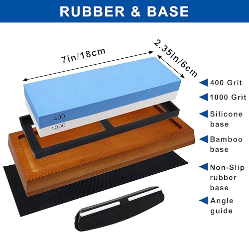 Miniatura 2 de YuGtcen Afilador de cuchillos de piedra afilada 2 piedras de afilado de grano lateral 4001000 kit de afilado de piedra húmeda kit de afilado de
