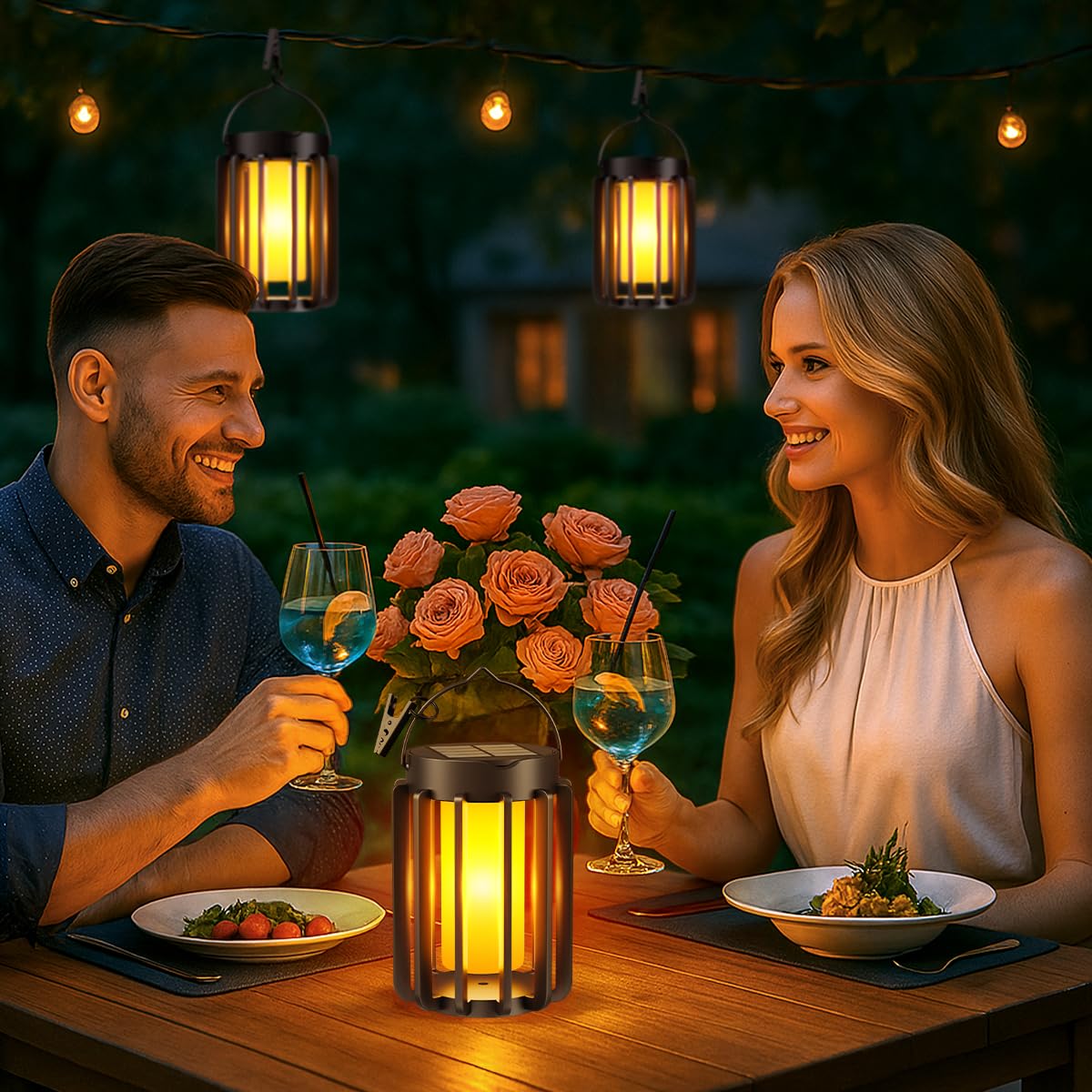 Solar Lanterns Lights for Outside Garden: 2 Pack Flickering Flame Halloween Lights with 2 Lighting Modes - Image 4