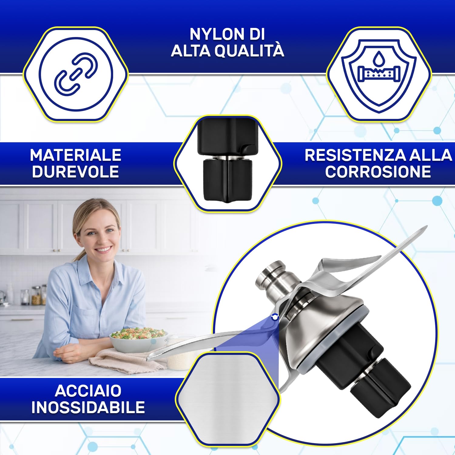 MONTERAL Gruppo Coltelli per Bimby TM31 con Guarnizione - Lame è Realizzato in Acciaio Inox per Vorwerk Robot da Cucina - Garanzia di 10 Anni