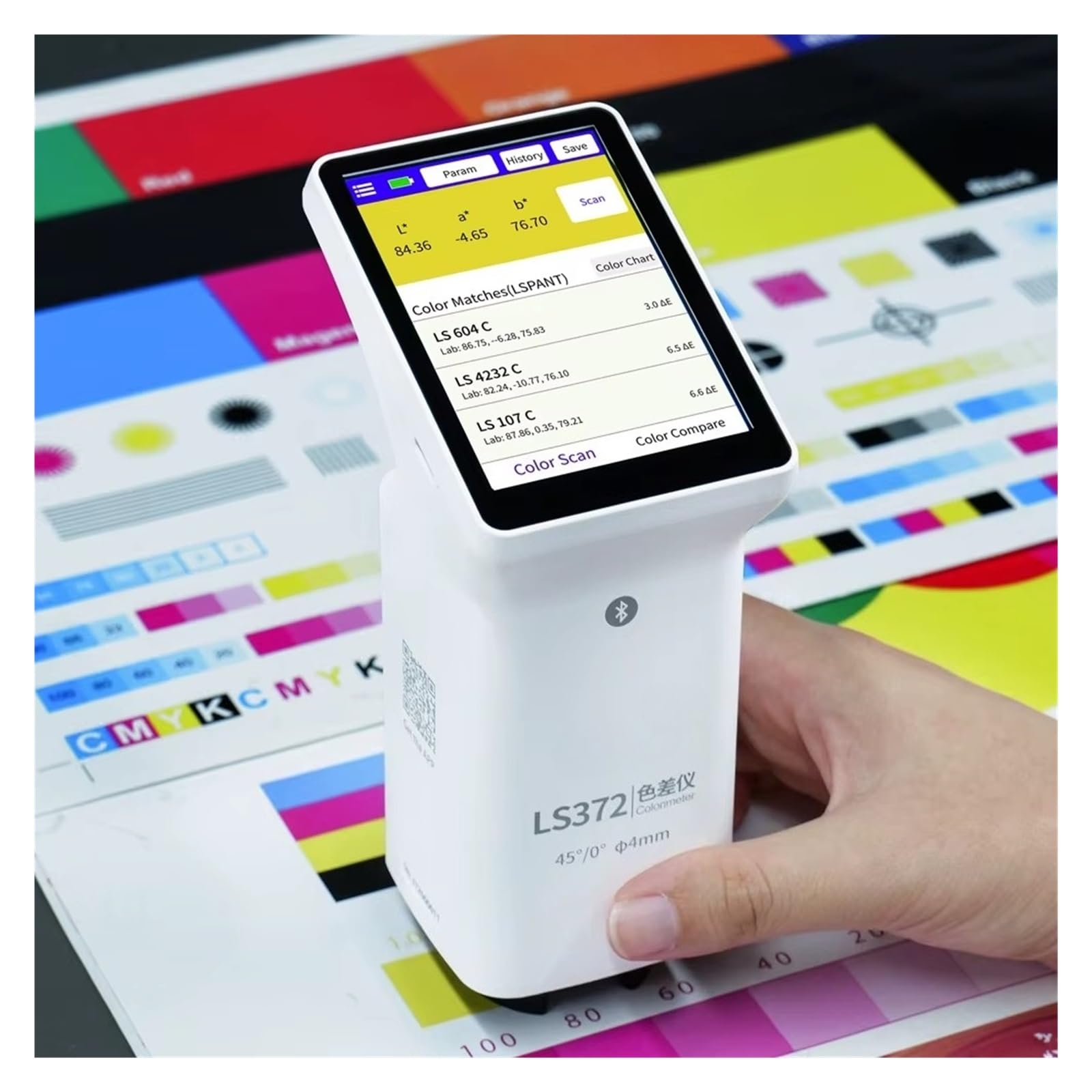 Spectrometer LS372 4mm Aperture Touch Screen LAB Color Difference Meter for Printing Paper Packaging