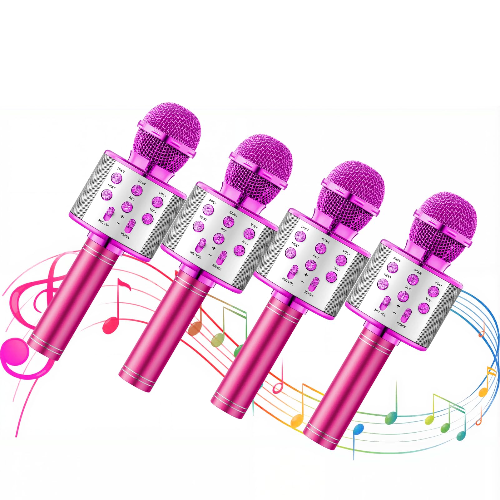 Warmiehomy 2 PCS Kids Microphone Portable Karaoke Birthday Gifts for 4 5 6 Year Old Girl Bluetooth Microphone Toy Home KTV Singing for Age 3-12 Children Presents Pink