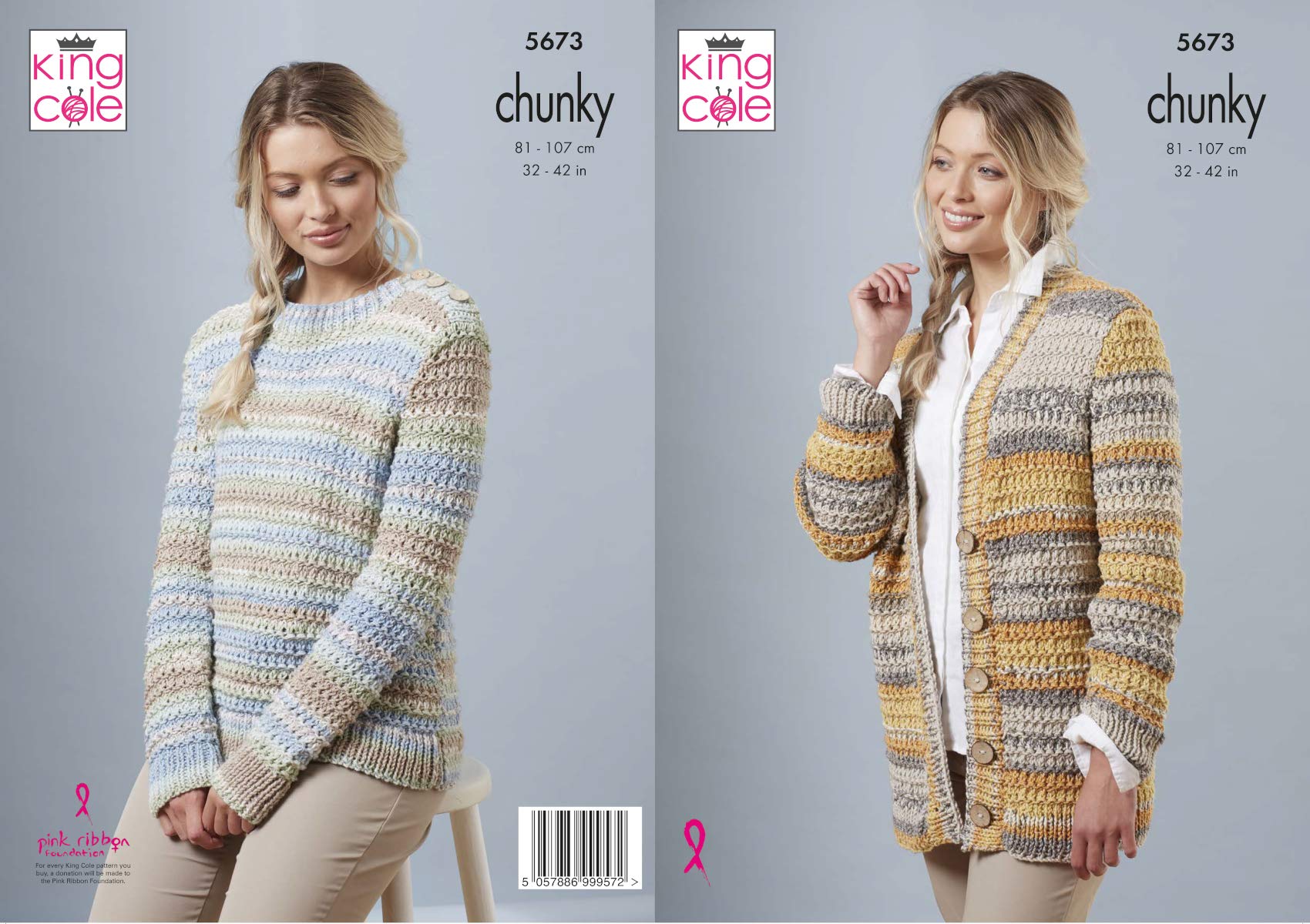 King Cole Knitting Pattern in Chunky - Sweater & Cardigan 5673
