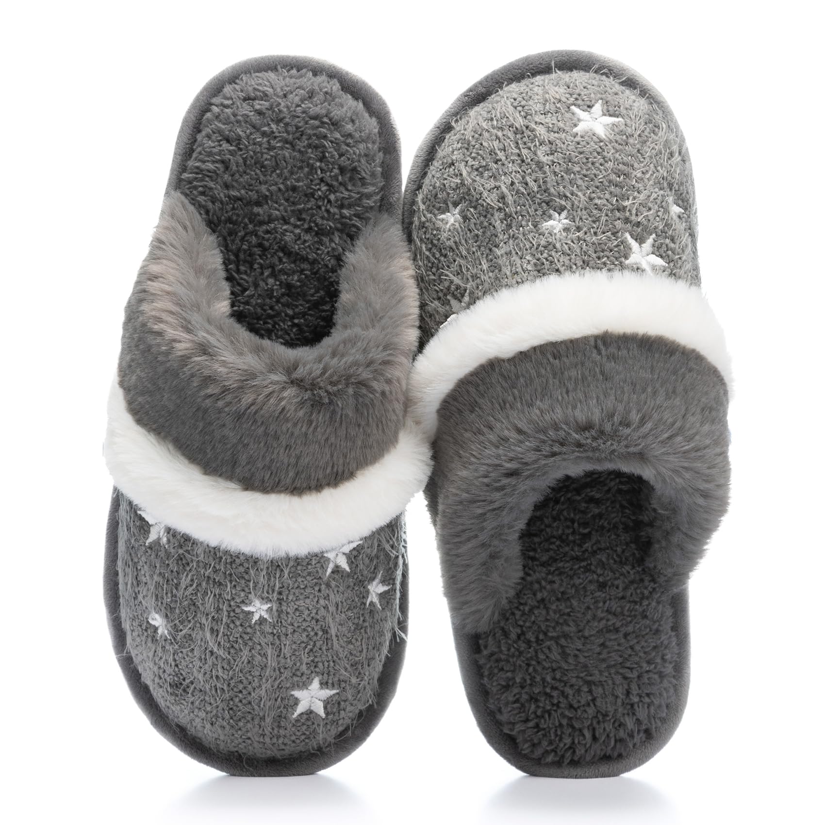 GOEWY Fuzzy Slippers for Women Indoor Outdoor with Memory Foam Cozy Shoes