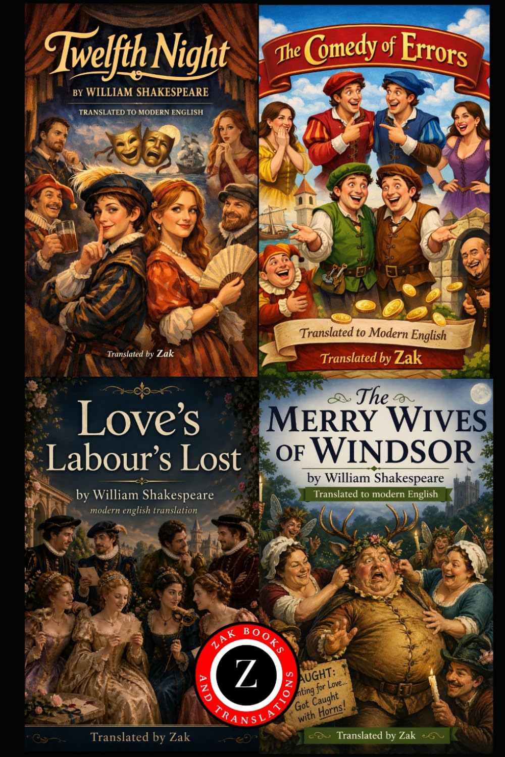 The Comedy of Errors, Love’s Labour’s Lost, The Merry Wives of Windsor and Twelfth Night: (Modern English Versions): Easy to Read | Shakespeare’s ... (Shakespeare in Modern, Easy to Read English)