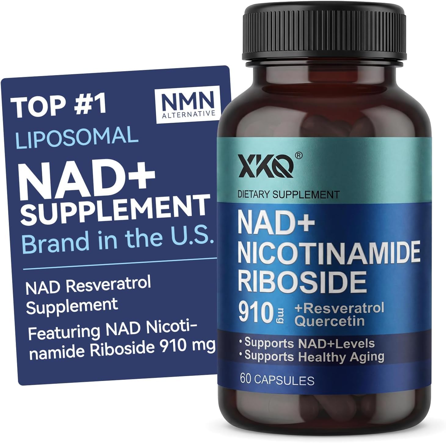 XKQ NAD+ Supplement, Nicotinamide Riboside 520 mg, 60 Count 60 Count (Pack of 1)