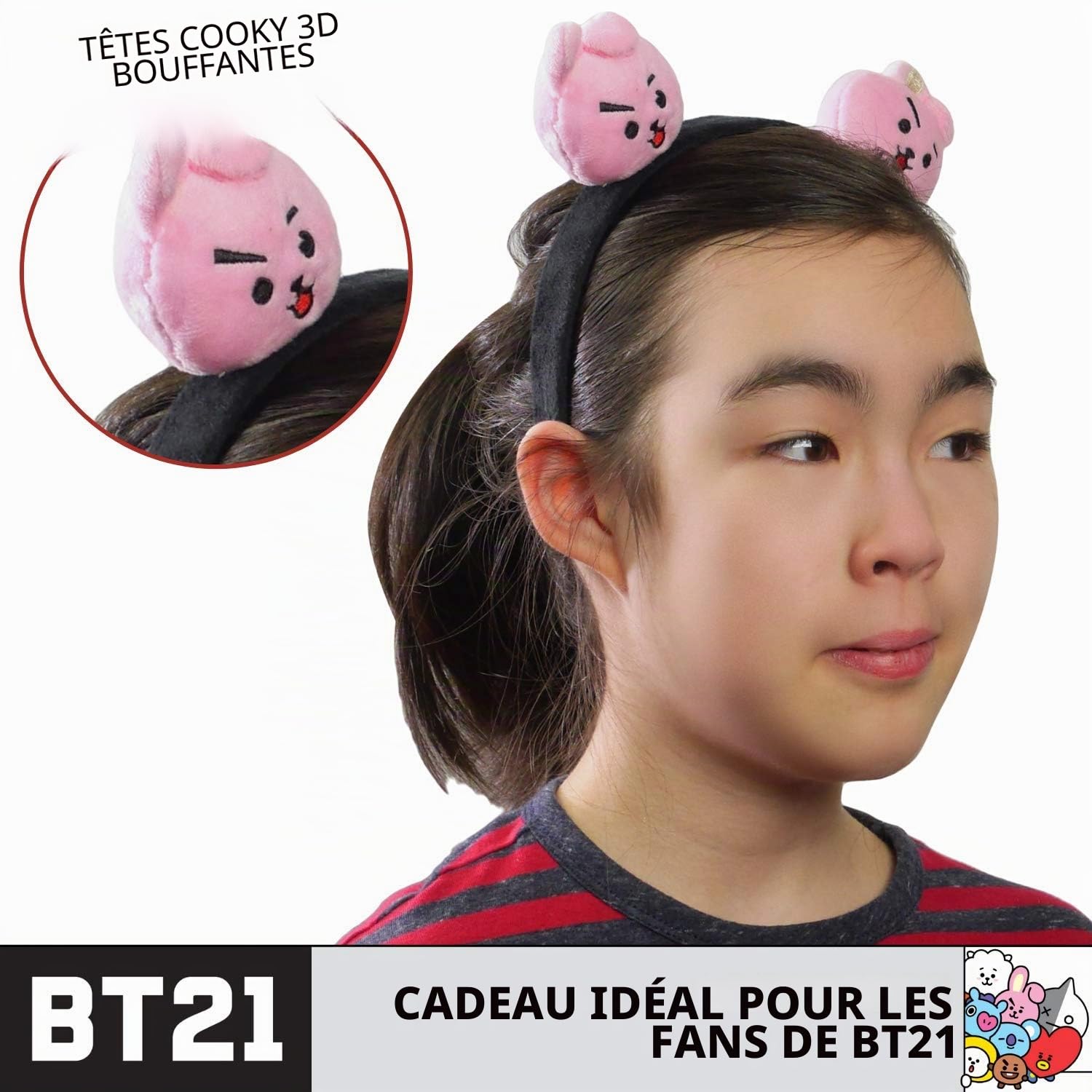 Concept One BT21 Line Friends Bandeau brodé en peluche 3D pour femme, COOKY, taille unique