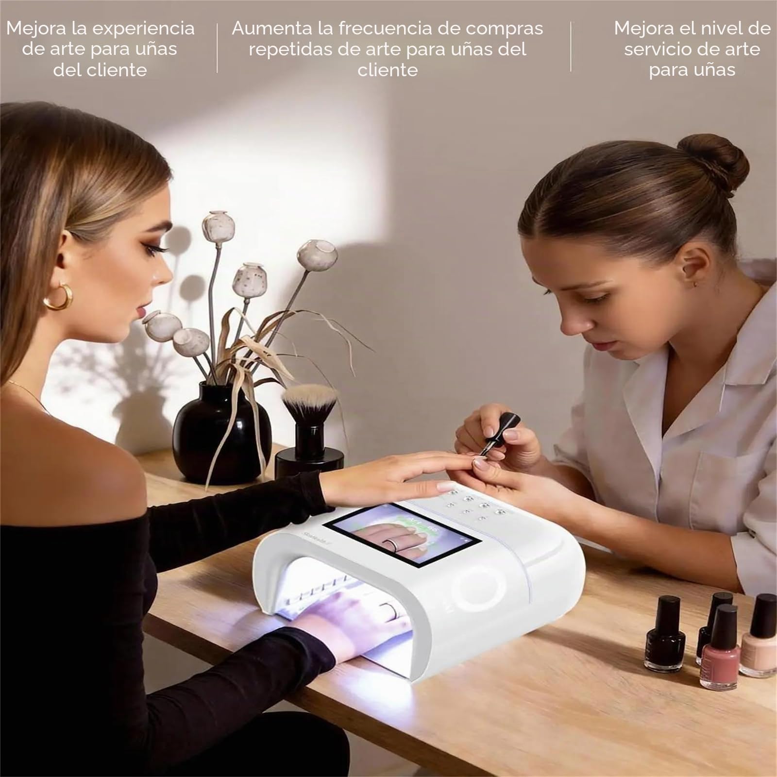 Lámpara de uñas de precisión con IA, Pantalla HD, 109 led para un Secado más rápido, para Uso en Salones y en casa.