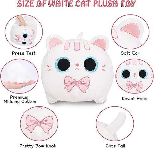Miniatura 4 de Peluche de gato blanco, regalos para novia, animales de peluche de gato grande de 20 pulgadas, almohada de cuerpo de gato gigante, juguete de