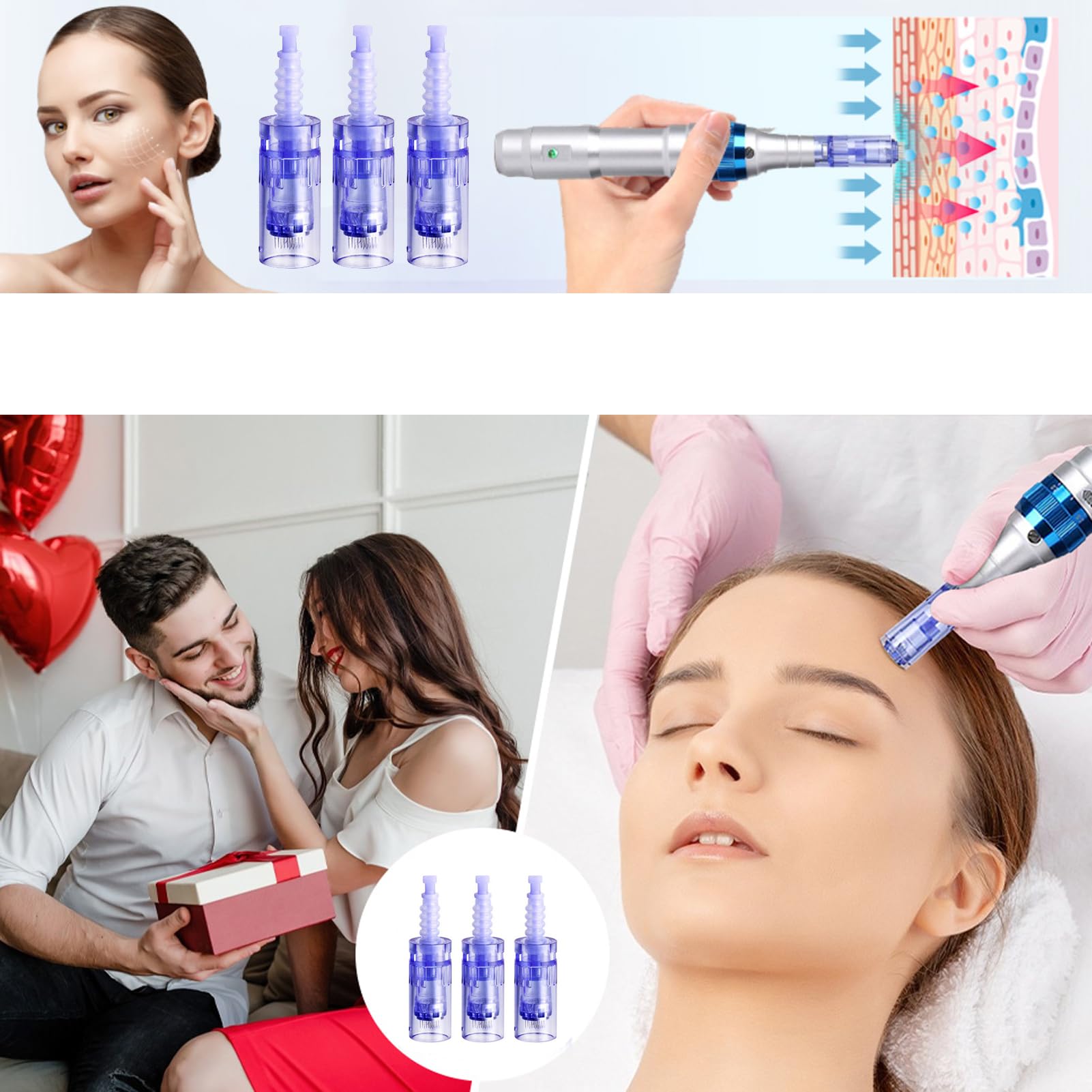 36 Pin Micro Aghi microneedling viso facciale Dermapen Aghi di ricambio Consigli Slot per cartuccia, Porta Bajonett, per Derma Pen elettrica Antirughe, dermapen facciale Imperfezioni 10 pezzi