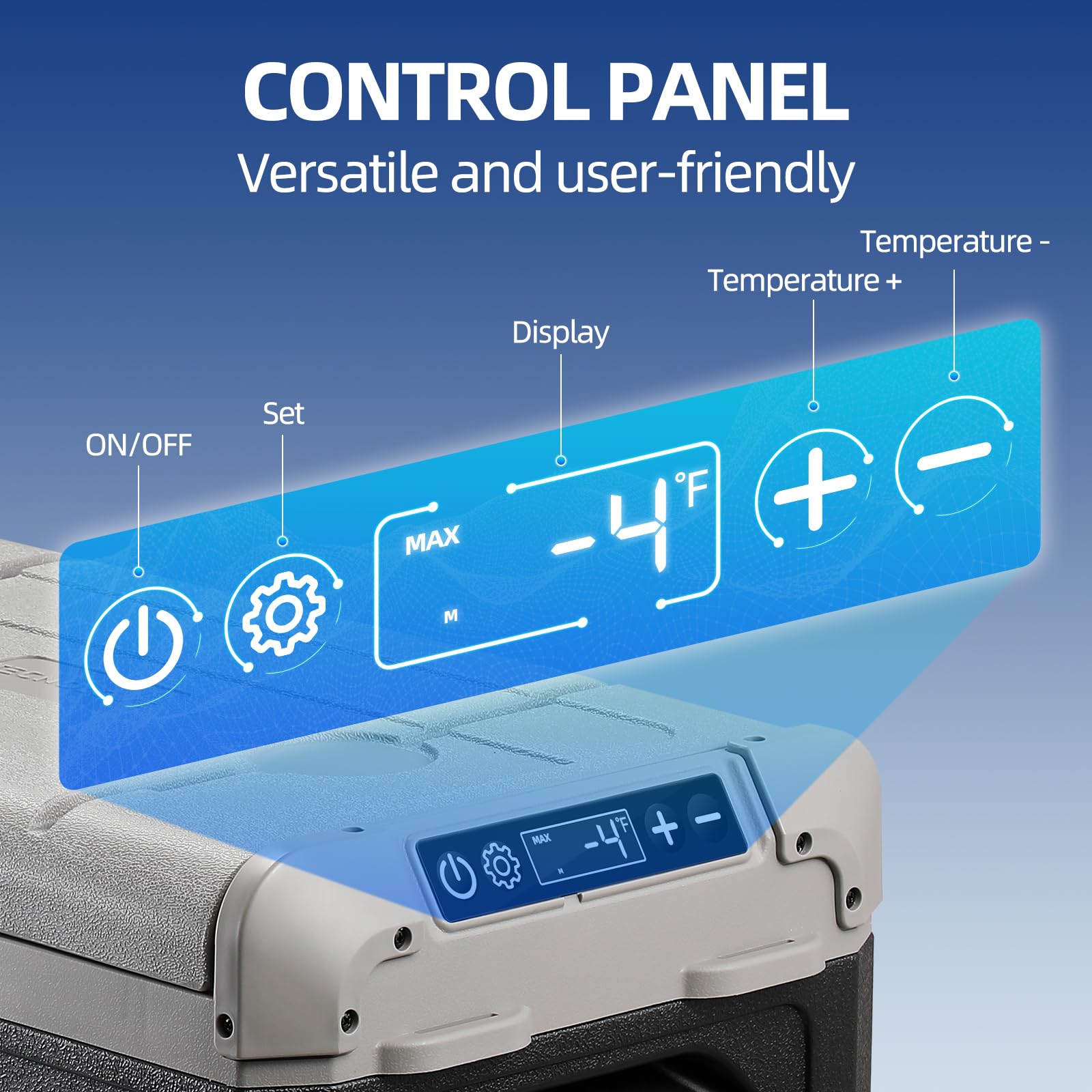 12V Car Refrigerator 21QT Portable Fridge Freezer with Blow Expansion Evaporator -4 68 12 24V DC 120-240V AC — view 4