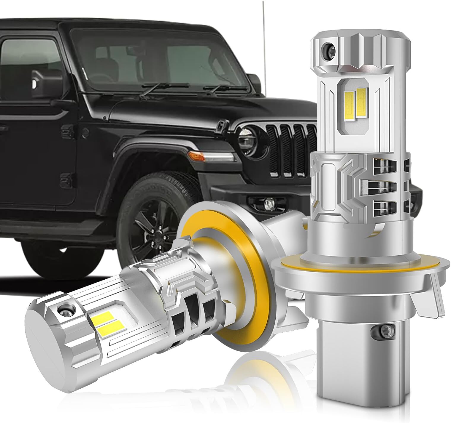 XENPLUSWrangler Dedicated LED Headlight Bulbs Fit for 2007-2018 2019 2020 2021 2022 Wrangler Low beam High Beam 120W 24000LM Per Set,700% Brighter,6500K Cool White,Canbus ready, No Errors.2Pcs