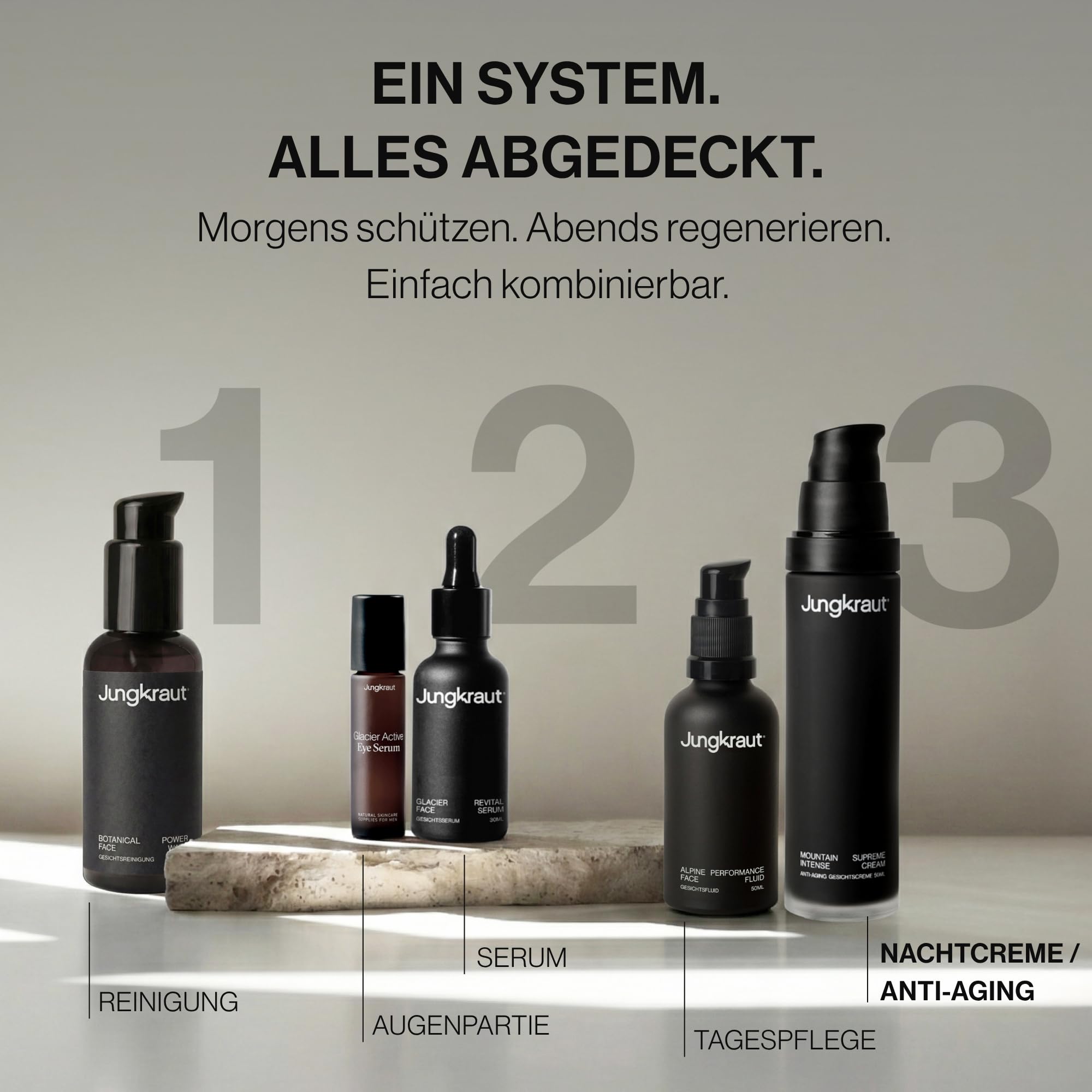 Mountain Supreme Anti-Aging Gesichtscreme für Männer 50ml, Feuchtigkeitscreme mit Mooszellen-Technologie, 6 Wirkstoffe, reduziert Falten, 24h Feuchtigkeit, reichhaltig, natürlich, Swiss Made