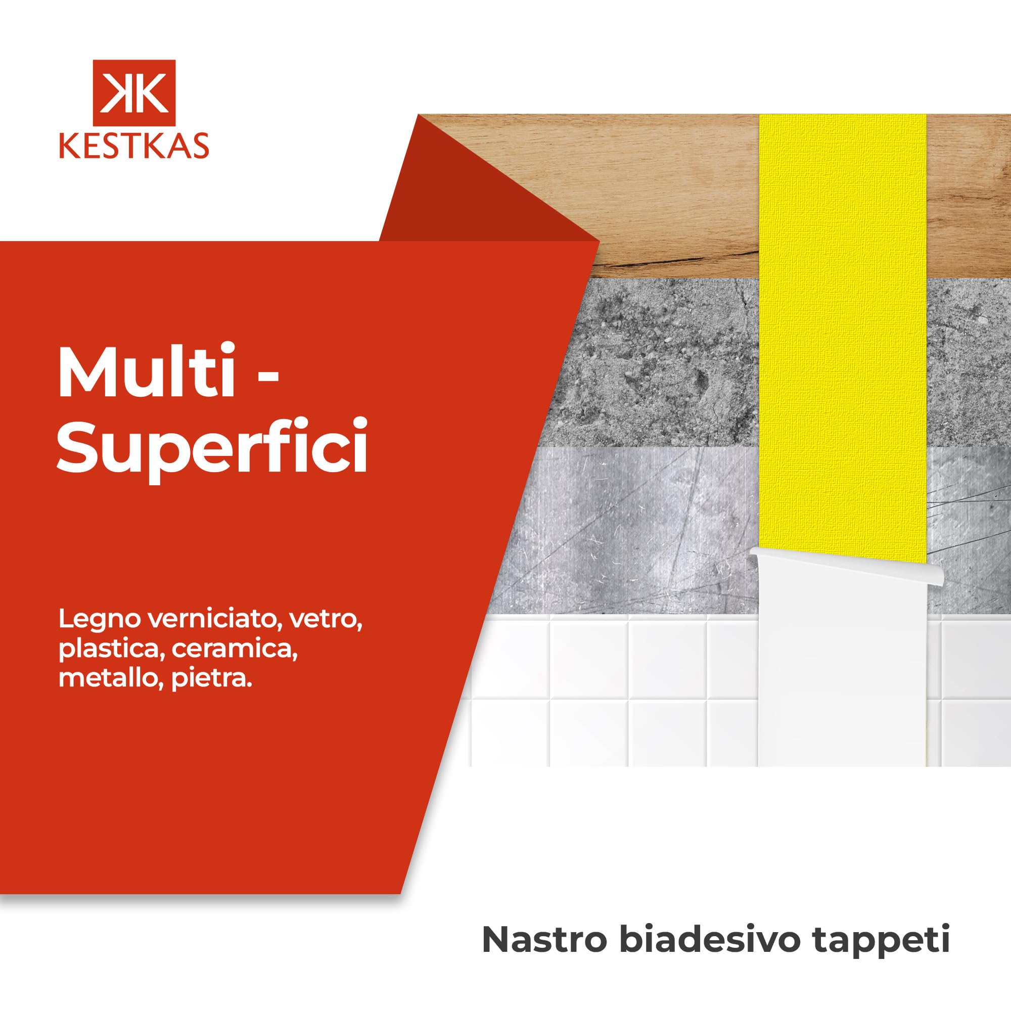 Nastro Biadesivo Extra forte Originale per Tappeti, erba sintetica 48mmFissaggio Garantito su qualsiasi superficie - per fissare quasi tutto nella vostra casa - moquette (1, Giallo)