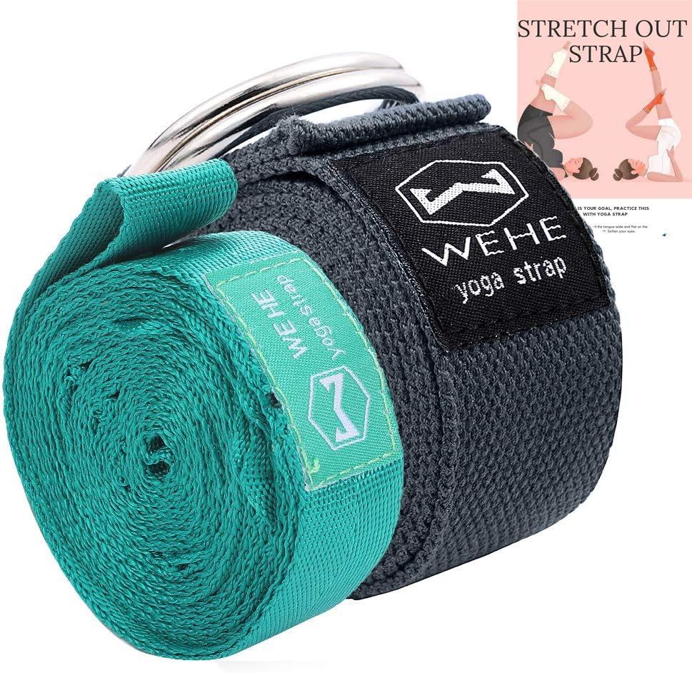 WEHE 2 Pack Yoga Stretch Straps, Exercise Bands Yoga Physical Therapy Carrying Fitness Set, Adjustable Flexibility Multi Loops Stretching Belts