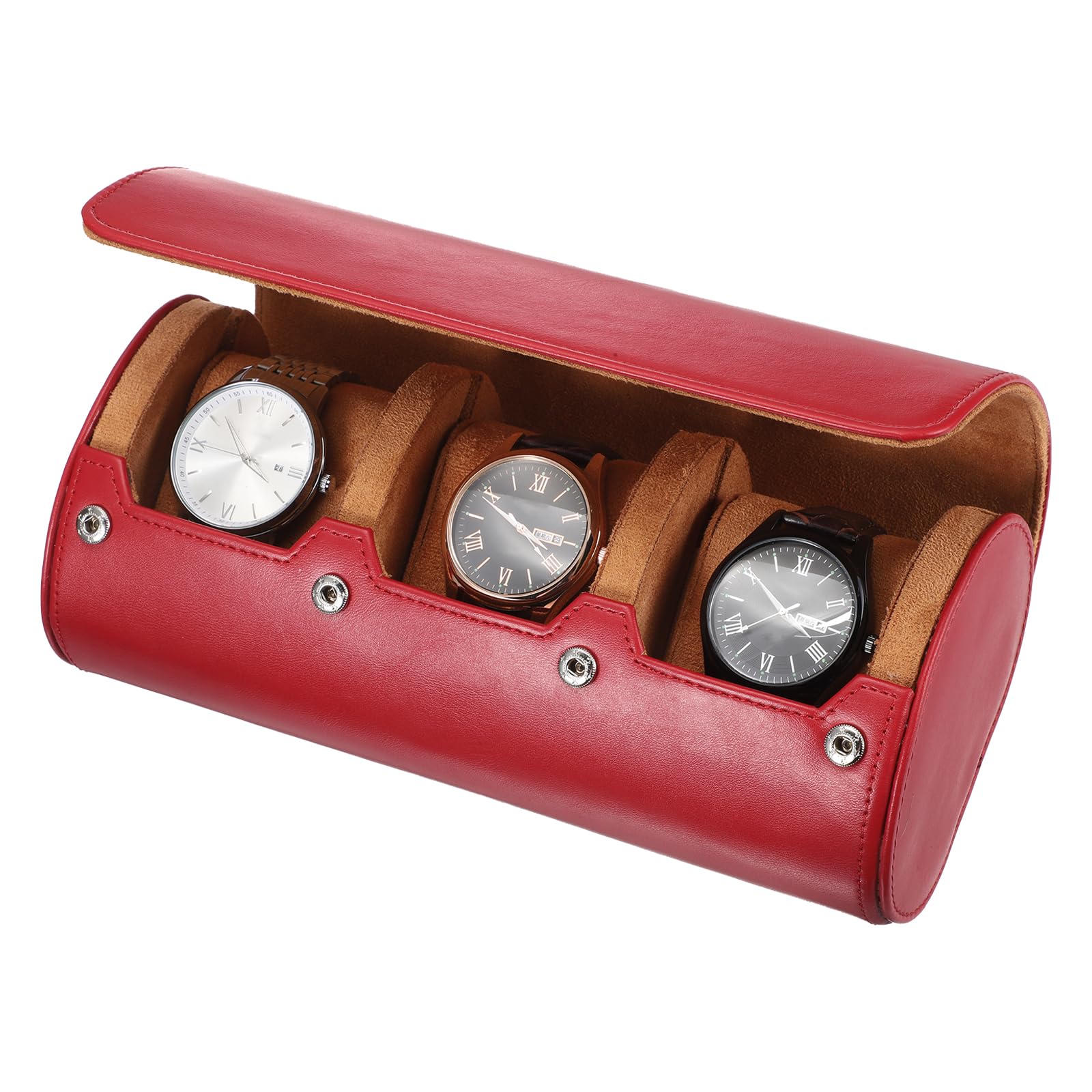 Custodia da viaggio per orologio da uomo in pelle, astuccio arrotolabile per orologio, scatola portaoggetti portatile per orologio, ideale per Natale, compleanno e anniversario, con 3 scomparti (ros