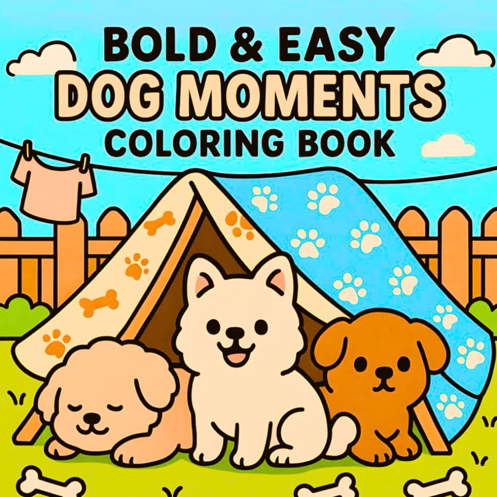 Bold & Easy Dog moments Colouring Book: Cute & Fluffy, Funny Moments For adults and Kids