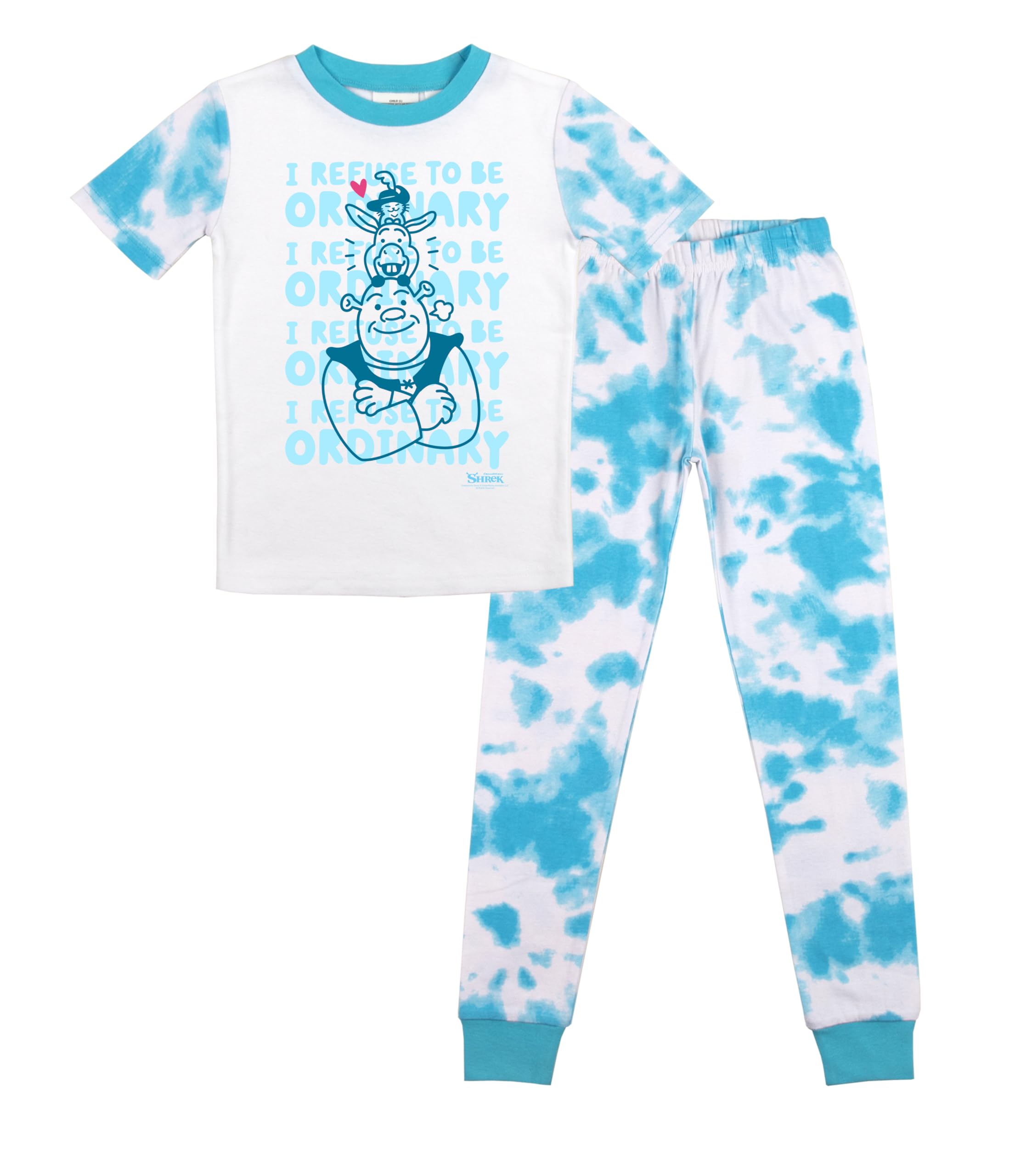 Bioworld Shrek Characters Blue Cloud Wash Youth Pajamas Set