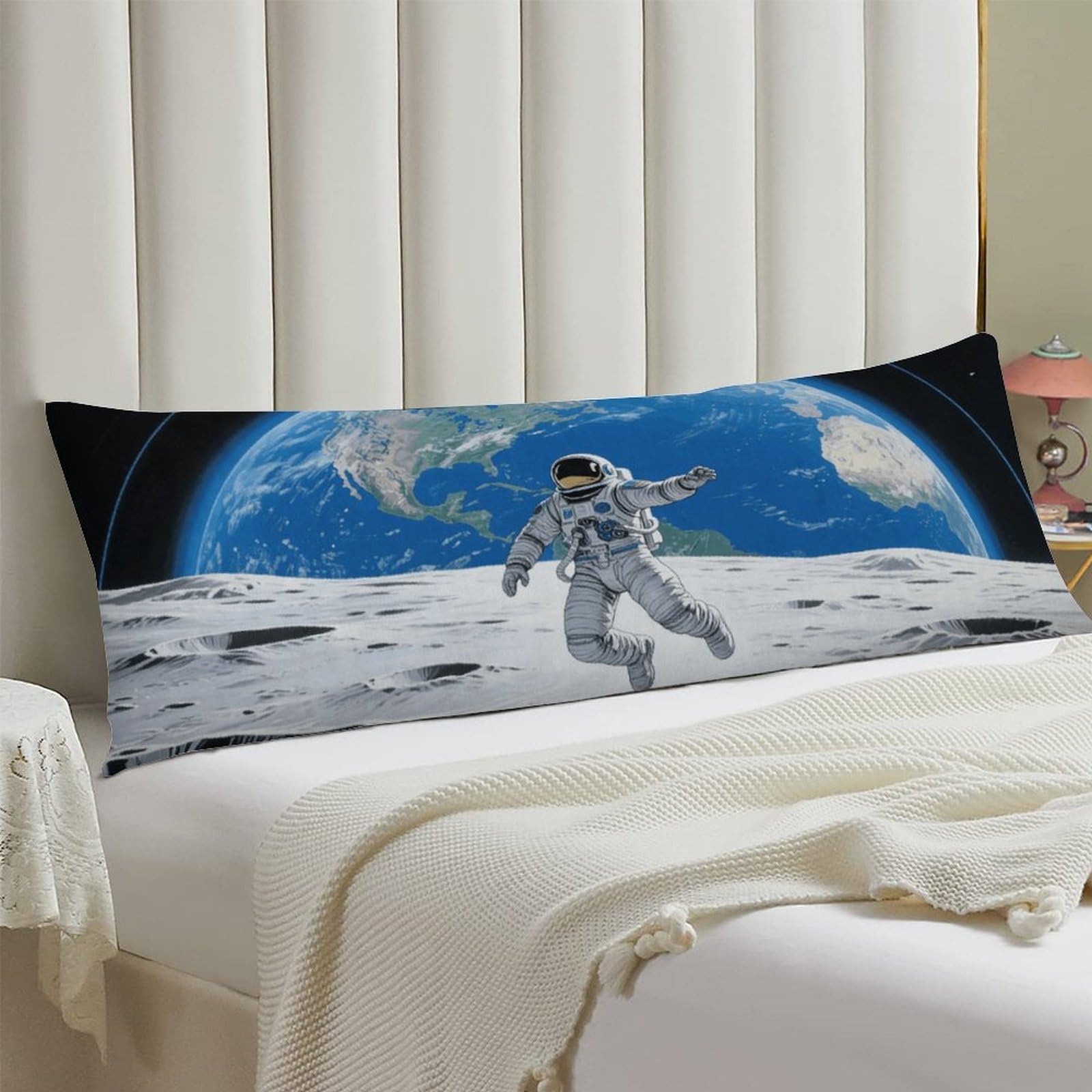 Body Pillow Cover 20x54 Long Pillow Case with Invisible Zipper Breathable Microfiber Astronaut Moon Jump Pillowcase Soft Cozy Protector for Bedroom Couch Sofa Bed Home Decor All Seasons