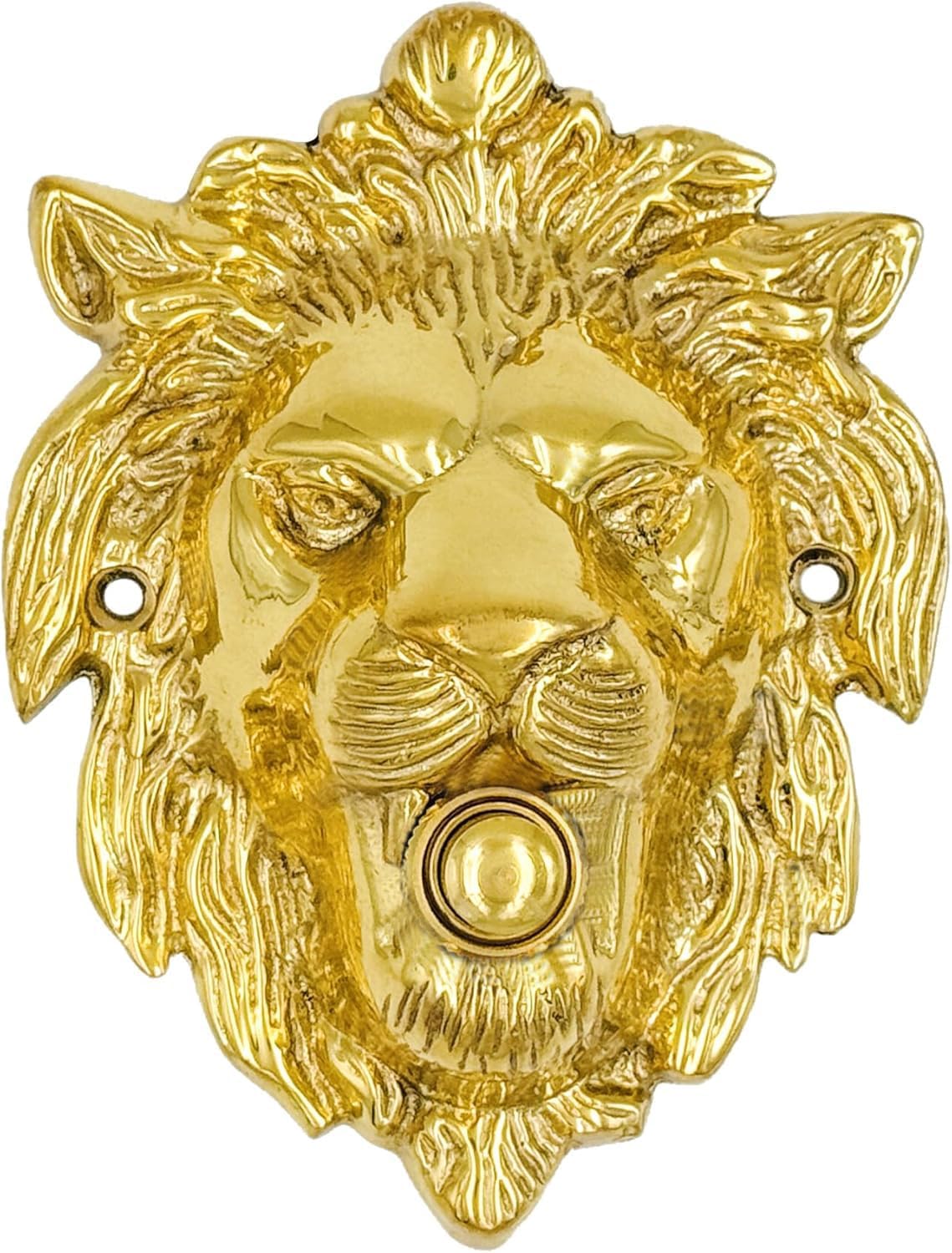 Large Lion Shaped Doorbell Button – Oil Rubbed Bronze Finish – 5 1/4" x 4" – Antique Finish Push Button Doorbell in Brass with Surface Mount – Fits Standard 2-Wire Chimes, Easy DIY Install