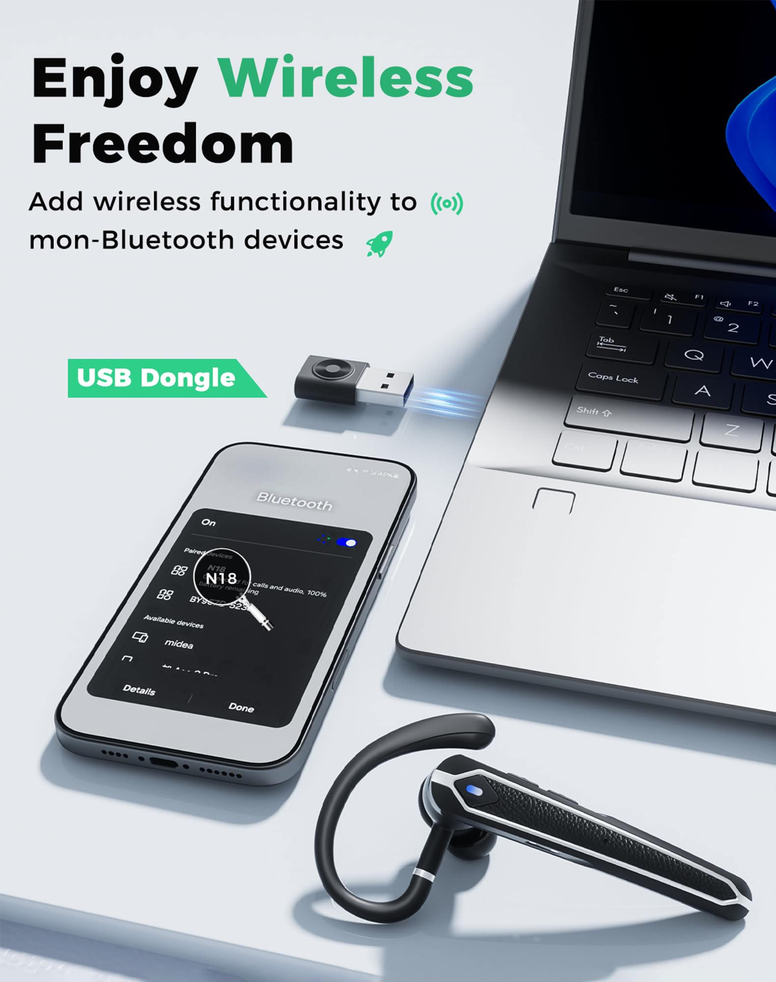 Auricolari Bluetooth V5.4 Cuffie Wireless Ricaricabili - Dettaglio