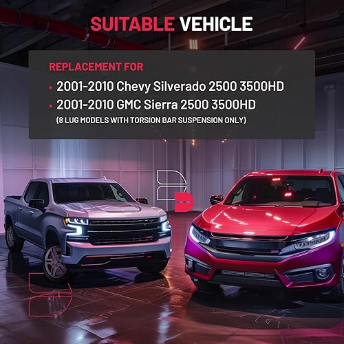 Miniatura 6 de BDFHYK Kits de elevación de nivelación de 1-3 pulgadas compatibles con Chevrolet Silverado y GMC Sierra 2500HD 3500HD, llave de barras de torsión de