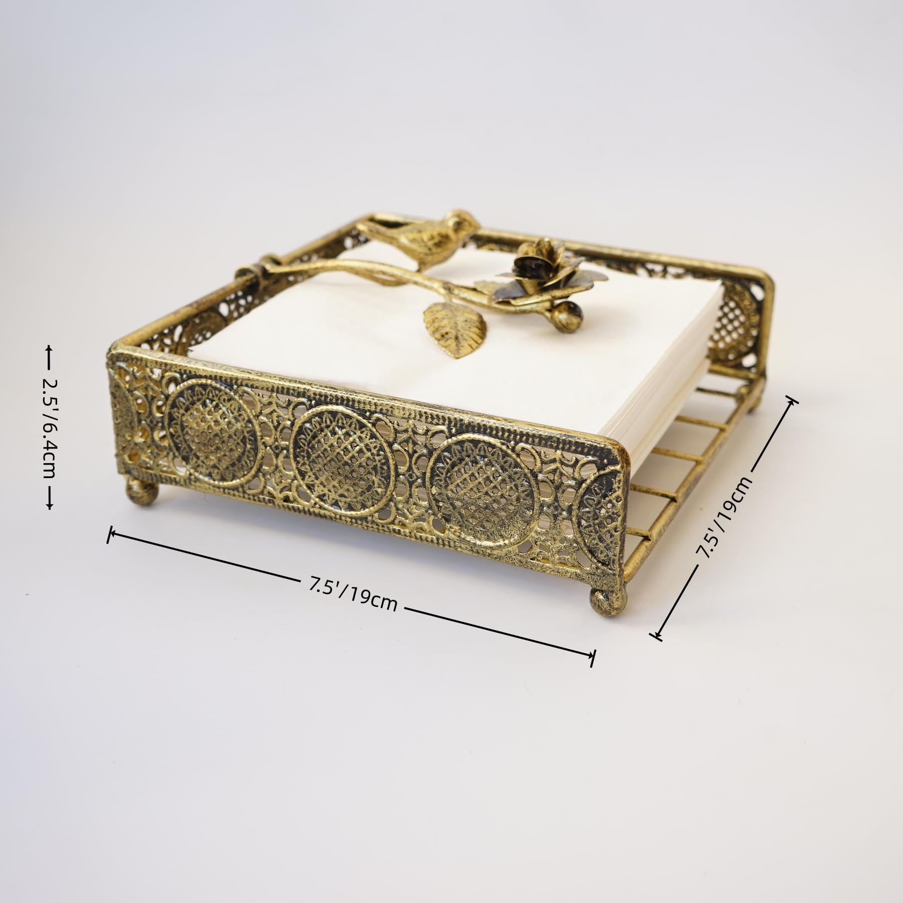 Servilletero plano de bronce con diseño clásico y vintage para cocina y mesa de comedor