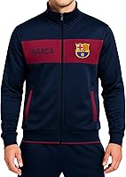 Vista 15 de Icon Sports Chaqueta deportiva de fútbol con licencia oficial del FC Barcelona, unisex para adultos