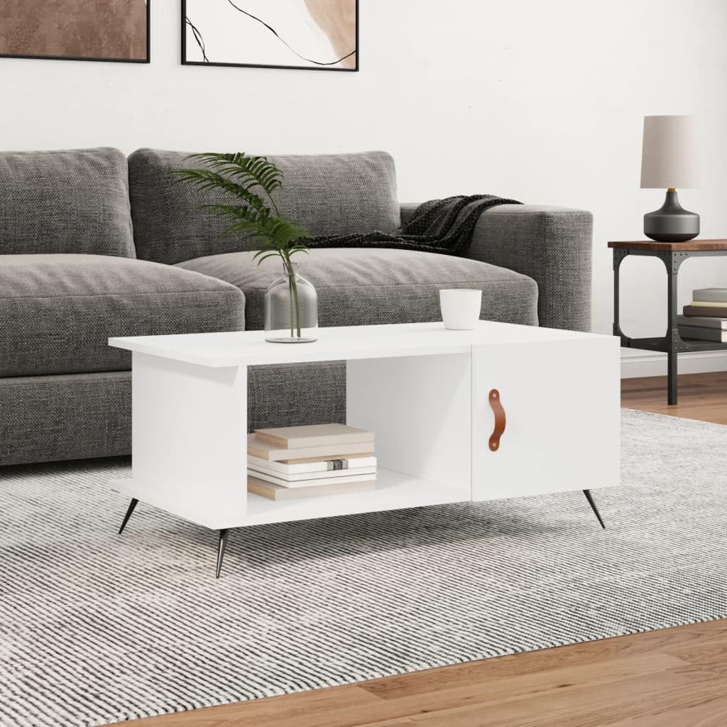 Homgoday Tavolino da caffè bianco 90 x 50 x 40 cm, in legno ingegnerizzato, tavolino da tè per soggiorno, sala di accoglienza degli ospiti, camera da letto e ufficio 516 mobili