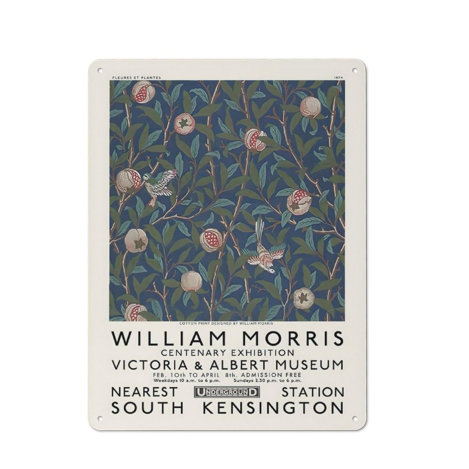 Junmoney Style-24 William Morris Victoria A Decorative Metal Wall Decor 40X30cm, Decorative Tin Plaque For Bedroom, Kitchen, Office Or Living Room