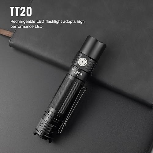 Miniatura 6 de ThruNite TT20 Linterna Max 2526 de alto lúmenes USB C recargable linternas con doble interruptor (negro - blanco frío)