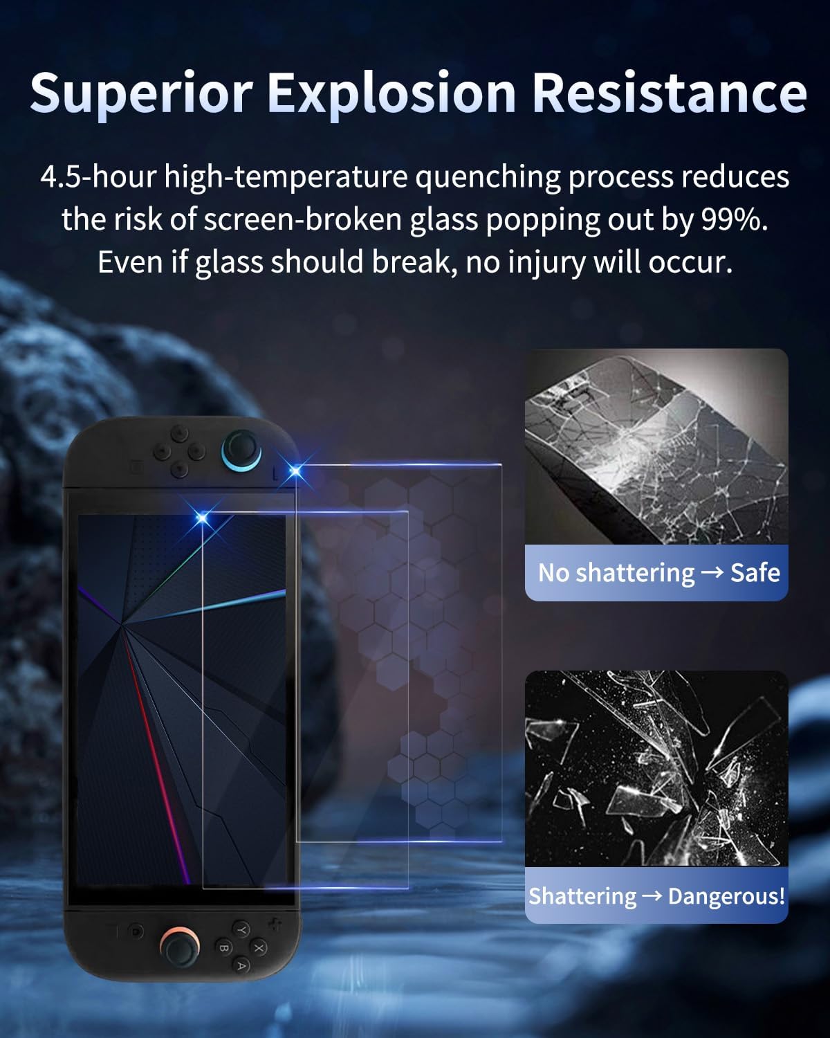 Screen Protector for Switch 2 , OLCLSS Glass Screen Protector for Nintendo Switch 2 with Anti-Scratch Anti-Fingerprint Blue Light Filter , Tempered Glass Protector for Switch 2 2X Stronger with Dust Plugs and Thumb Grip Caps Set - Image 3