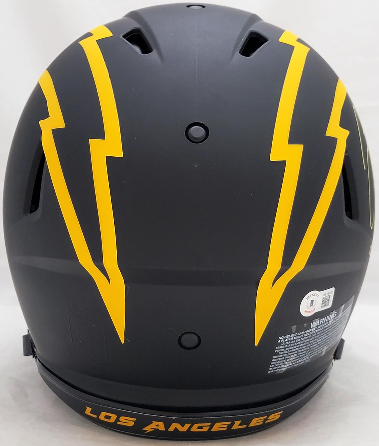 Justin Herbert Autographed Eclipse Black Full Size Authentic Speed Football Helmet "2020 N.F.L Rookie Of The Year" (Scuffed) Beckett BAS Witness Stock #206931