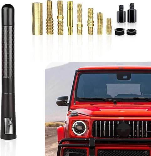 1 antena de automóvil con la bandera estadounidense con accesorios de tornillos, modificación de vehículo de 4.7 pulgadas, receptor de señal de