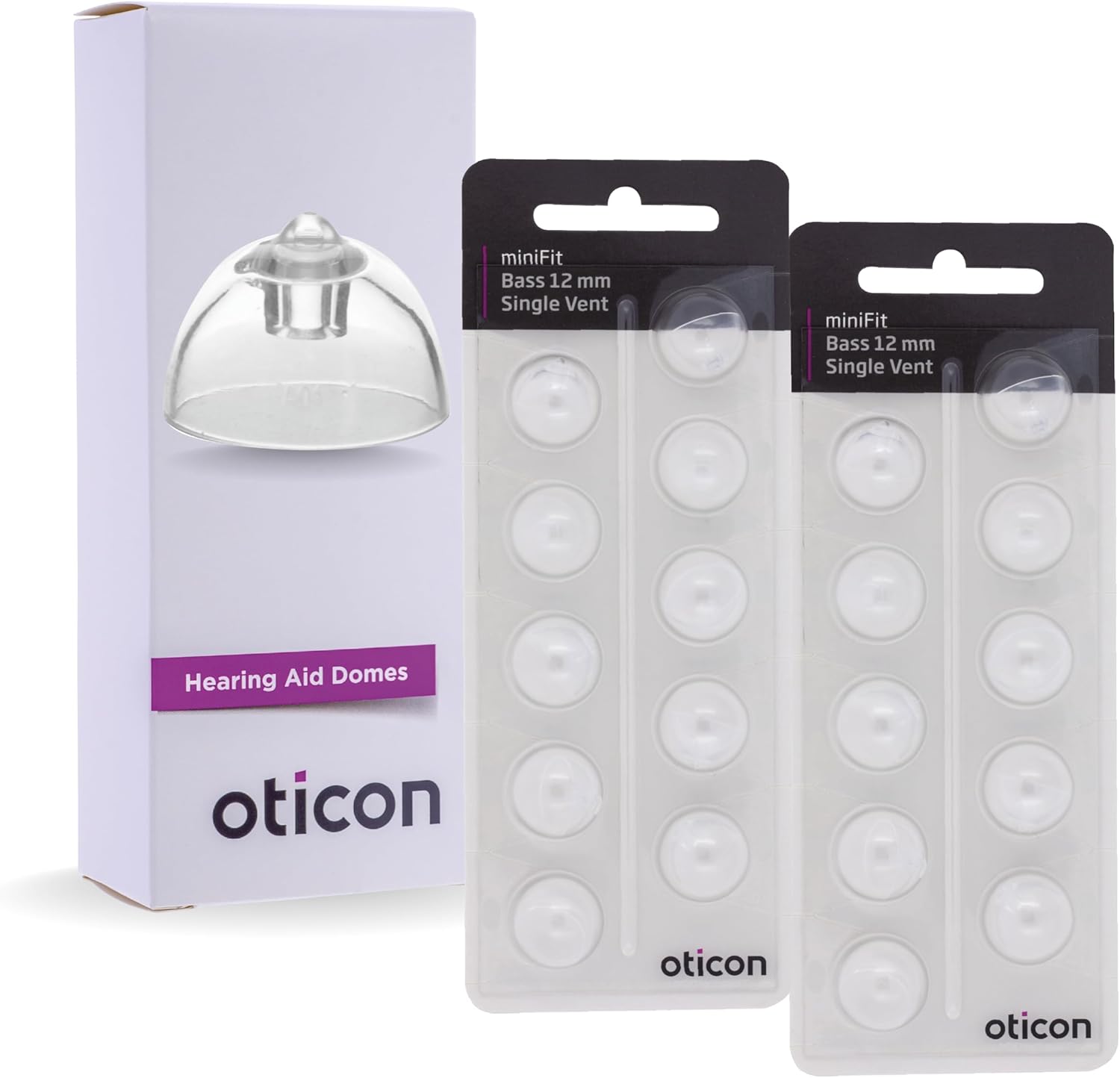 Genuine Oticon Hearing Aid Domes MiniFit Single Vent Bass