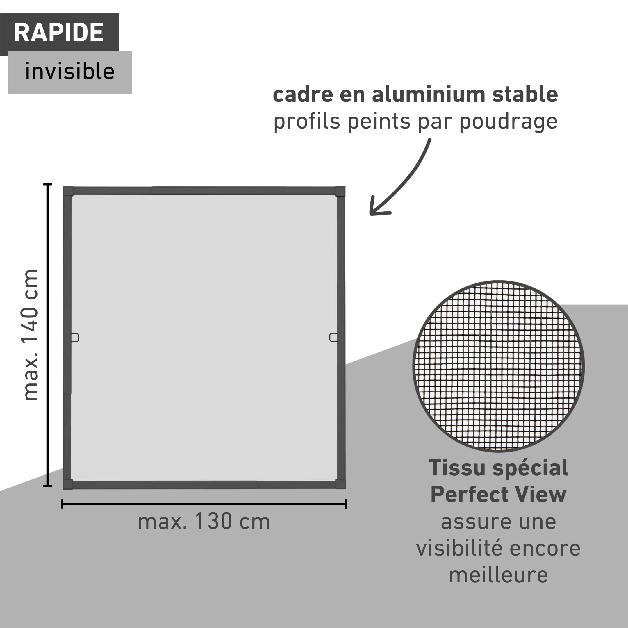 Windhager Moustiquaire pour fenêtre télescopique - 130 x 140 cm - avec Cadre de Serrage - sans perçage - Cadre Stable en Aluminium - Anthracite