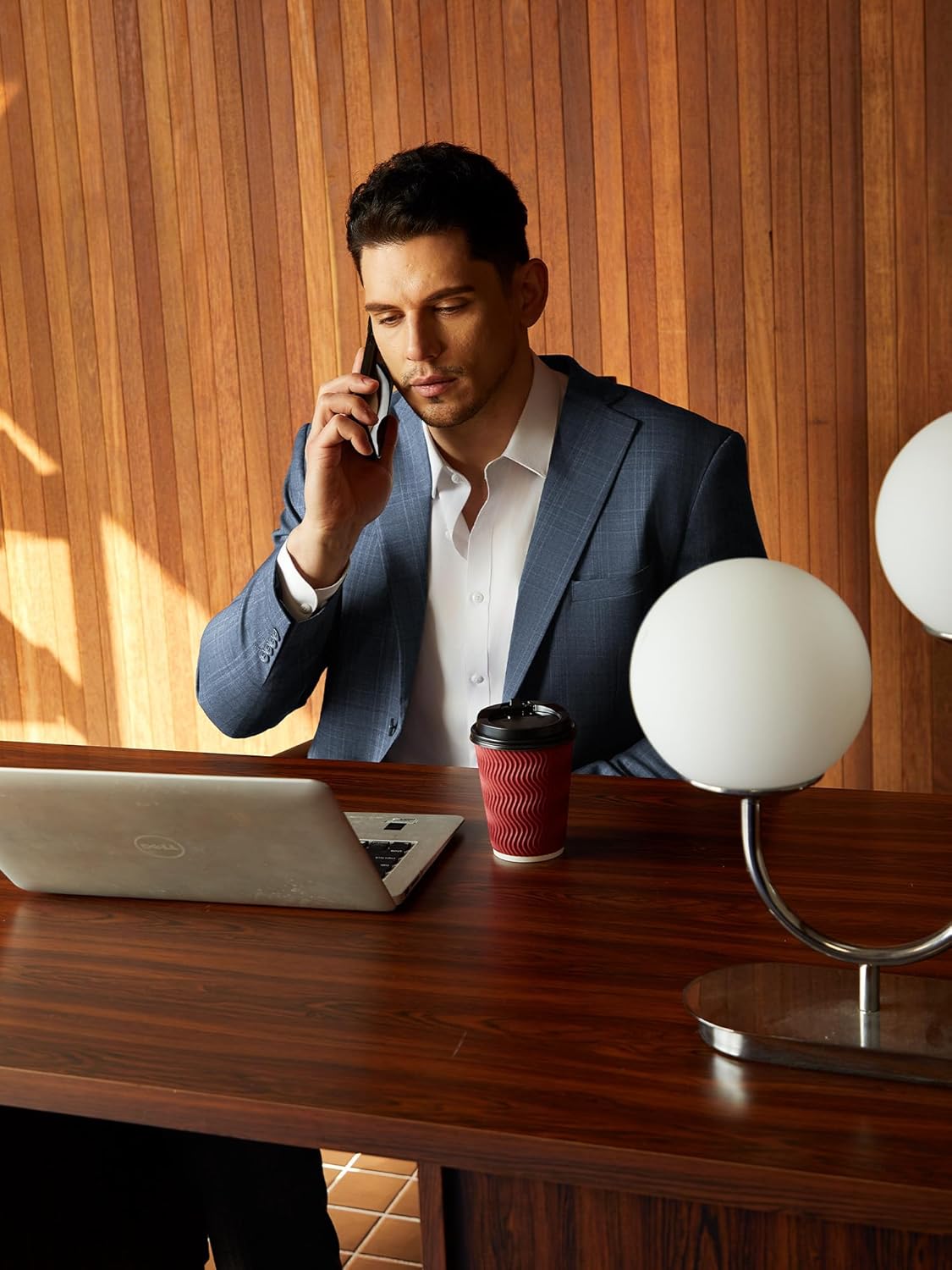 WEEN CHARM Men's 2 Piece Slim Fit Plaid Suit Business Casual Blazer Pants Set for Formal Wedding Prom Office Party - Image 4