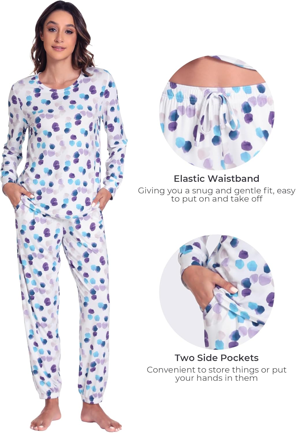 GYS Womens Pajamas Set - Viscose Made from Bamboo, Long Sleeve Sleepwear Tops with Jogger Pants Lounge Pjs Sets - Image 5