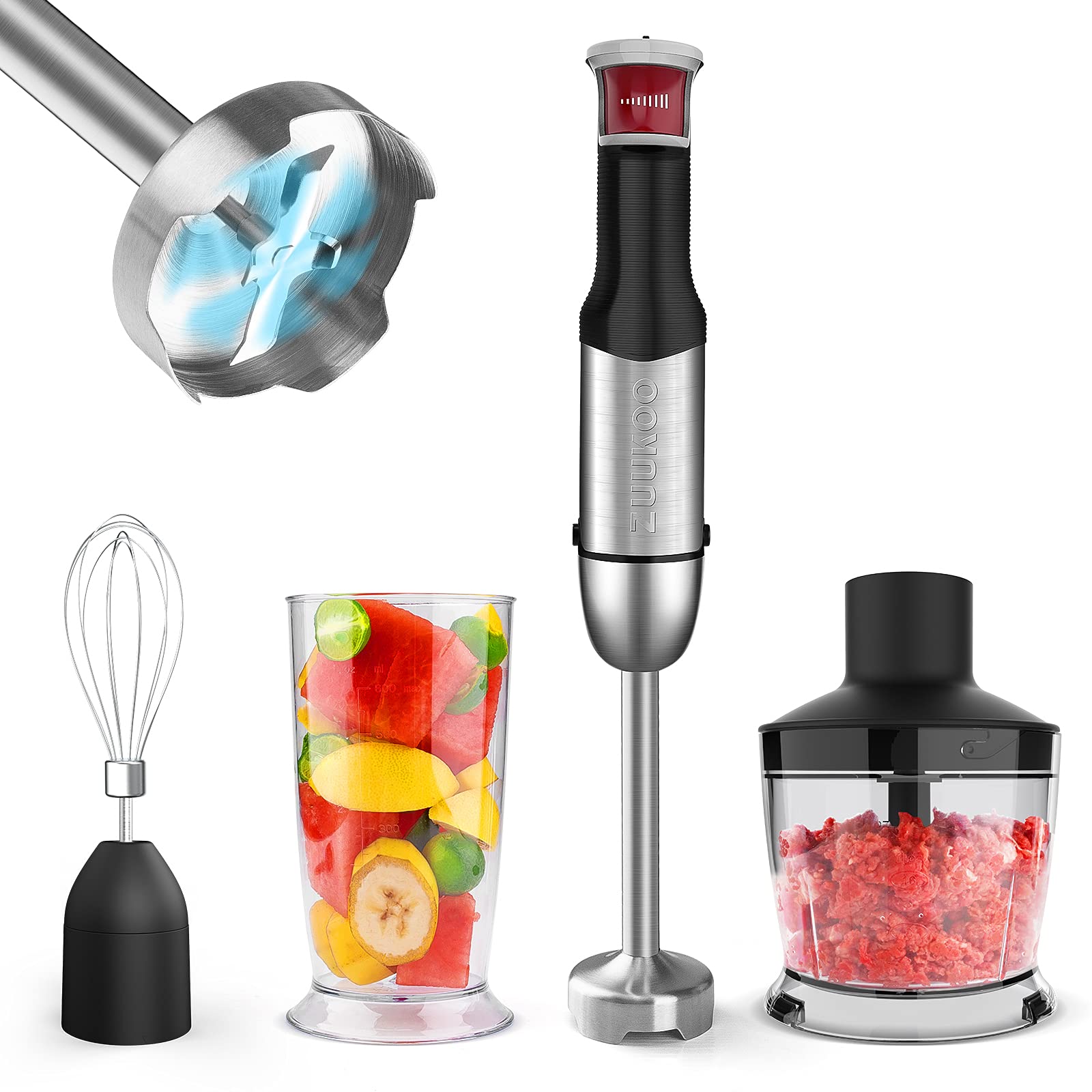 Buy Immersion Hand Blender, ZUUKOO KITCHEN 800W 4in1 Immersion