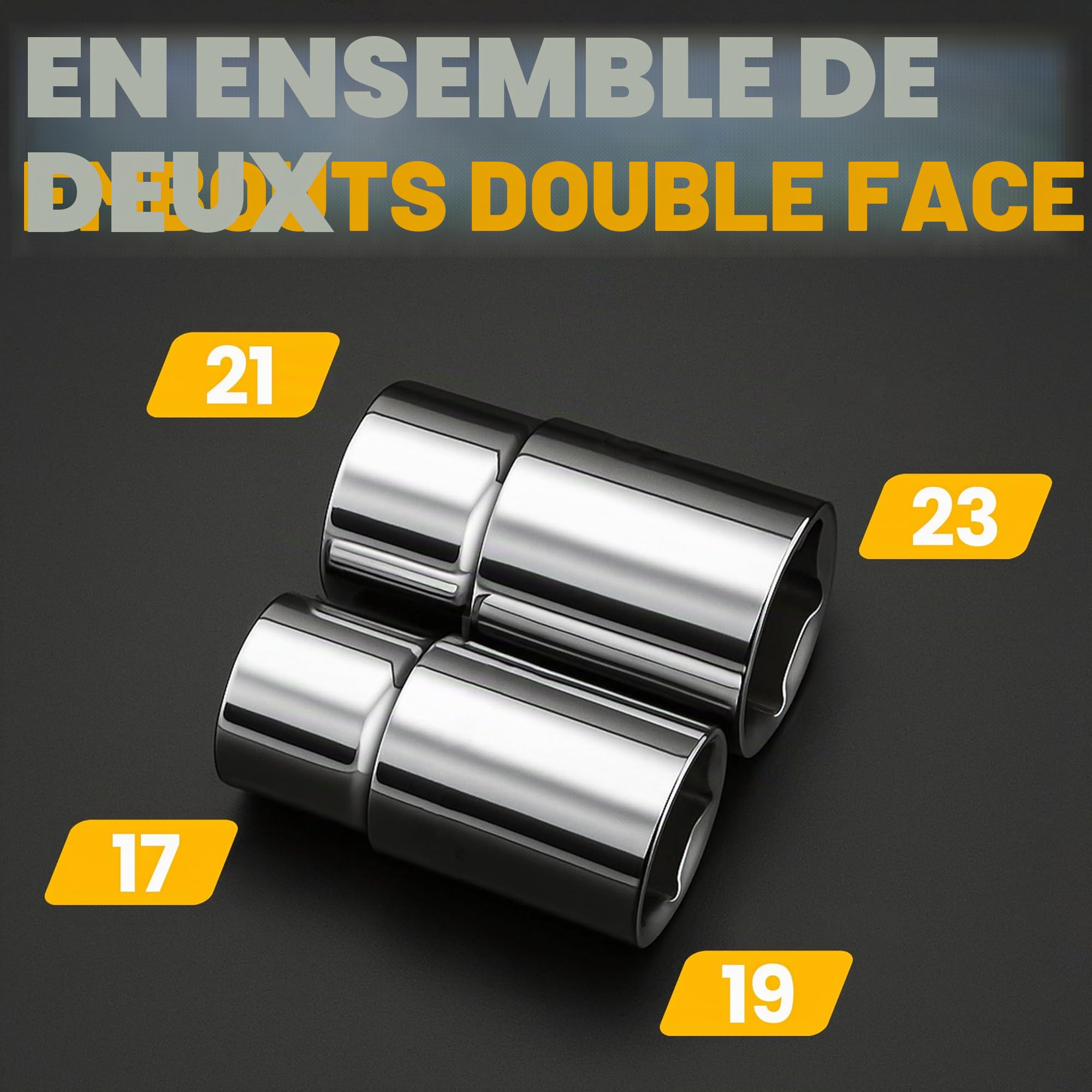 Retoo Clé Démonte-Roue Télescopique, Pneus Auto Douilles 17/19/21/23 mm, Poignée Gomme Antiglisse, Réglable 350/500 mm, Acier Chromé, Longueur, Outil Compatible Voiture Moto Garage