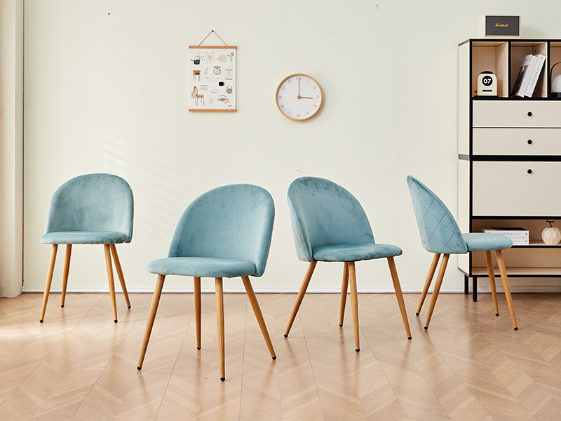 Set 6 Sedie Tulipano BenyLed Con Seduta Imbottita - Gambe In Legno Faggio, Colore Giallo