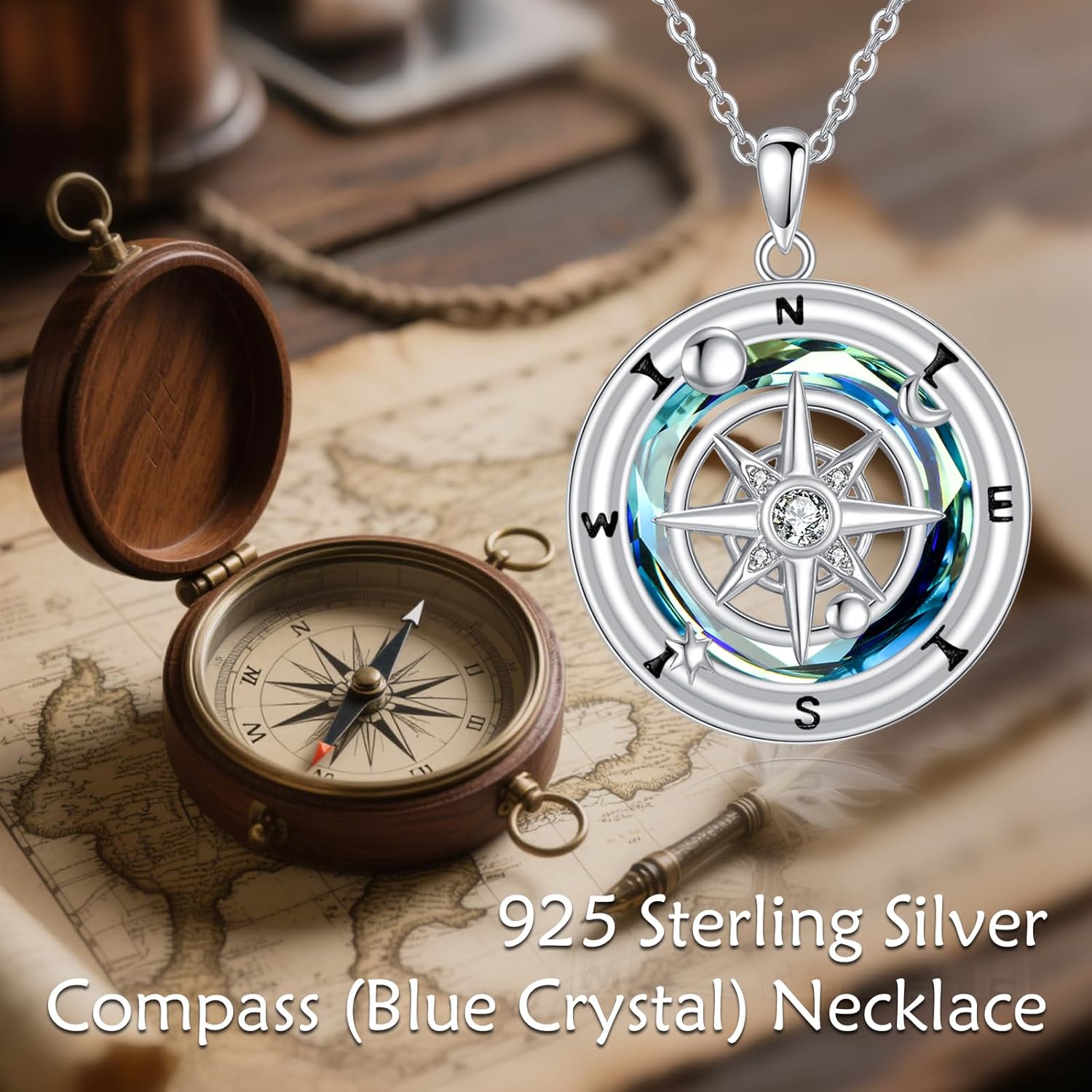 YAFEINI Compass Necklace Sterling Silver Mustard Seed Pendant Necklace Compass Faith Jewelry Gifts for Women - Image 5