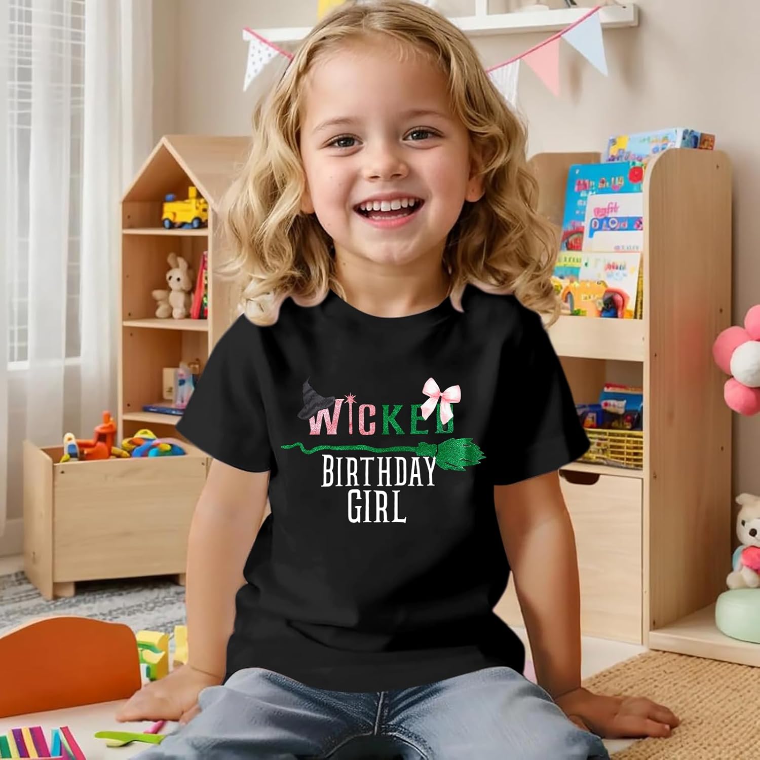 Girls Musical Shirt Sparkly Witch and Princess T Shirts Birthday Girl Shirt Cute Graphic Short Sleeve Tops Party Tees - Image 2