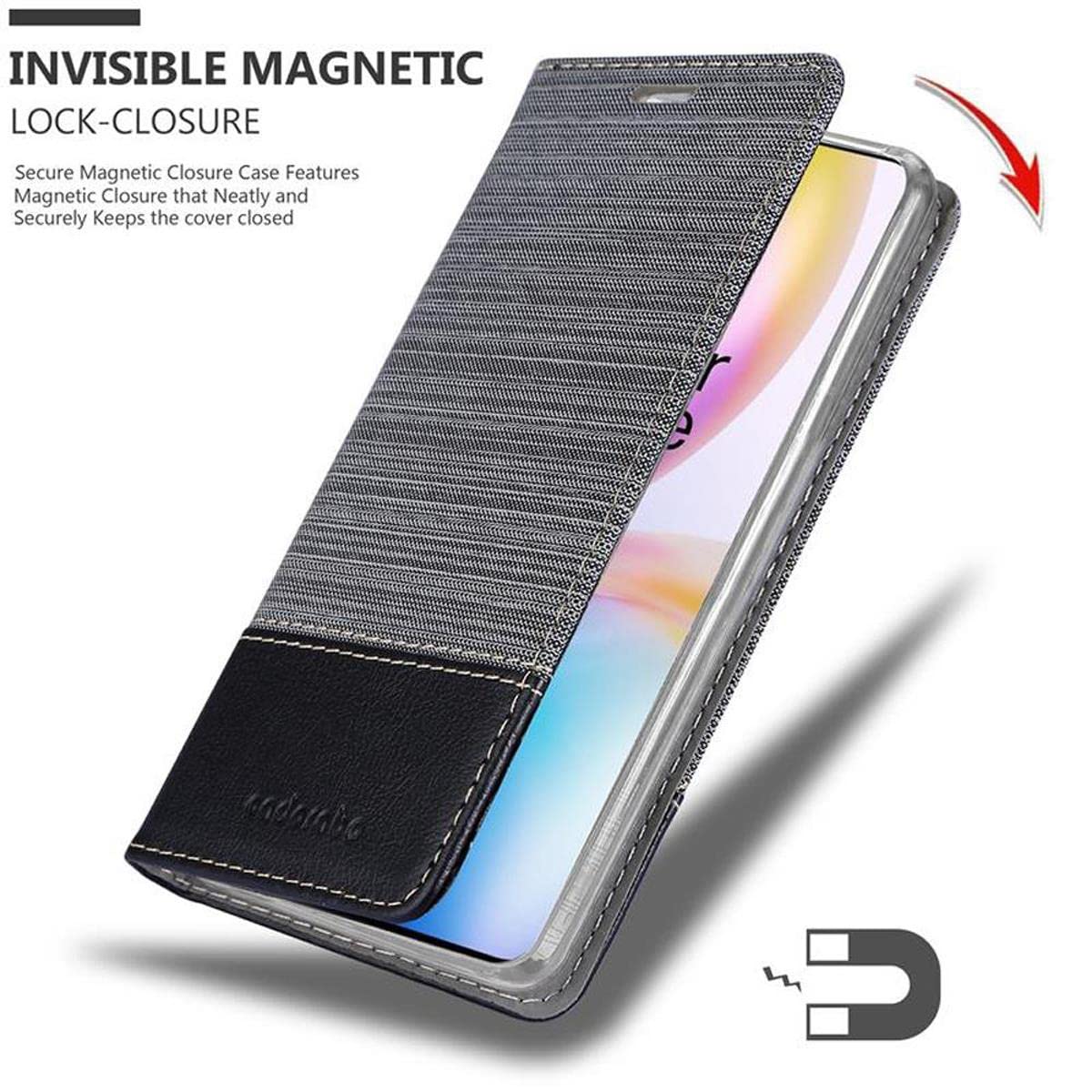 Custodia Libro Cadorabo Per Oneplus 8 Pro - Grigio/Nero Con Vani Carte, Funzione Stand E Chiusura Magnetica