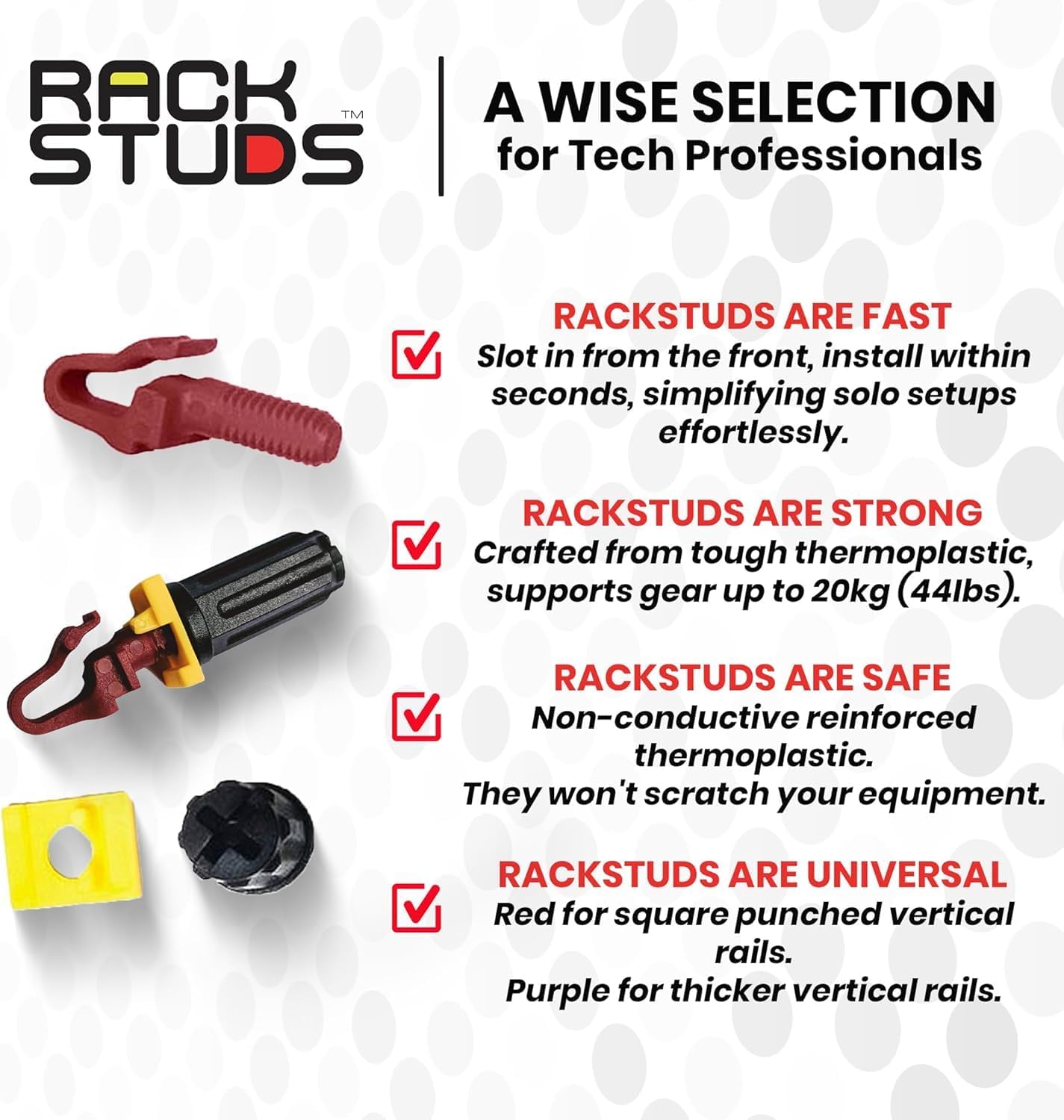 R400 - Server Rack Screws for Server Rack Rails 19" Square Punched Vertical Rails, Perfect Cage Nut Replacement, Rack-Mount Screws - Red 400-Pack 2.22mm/0.086