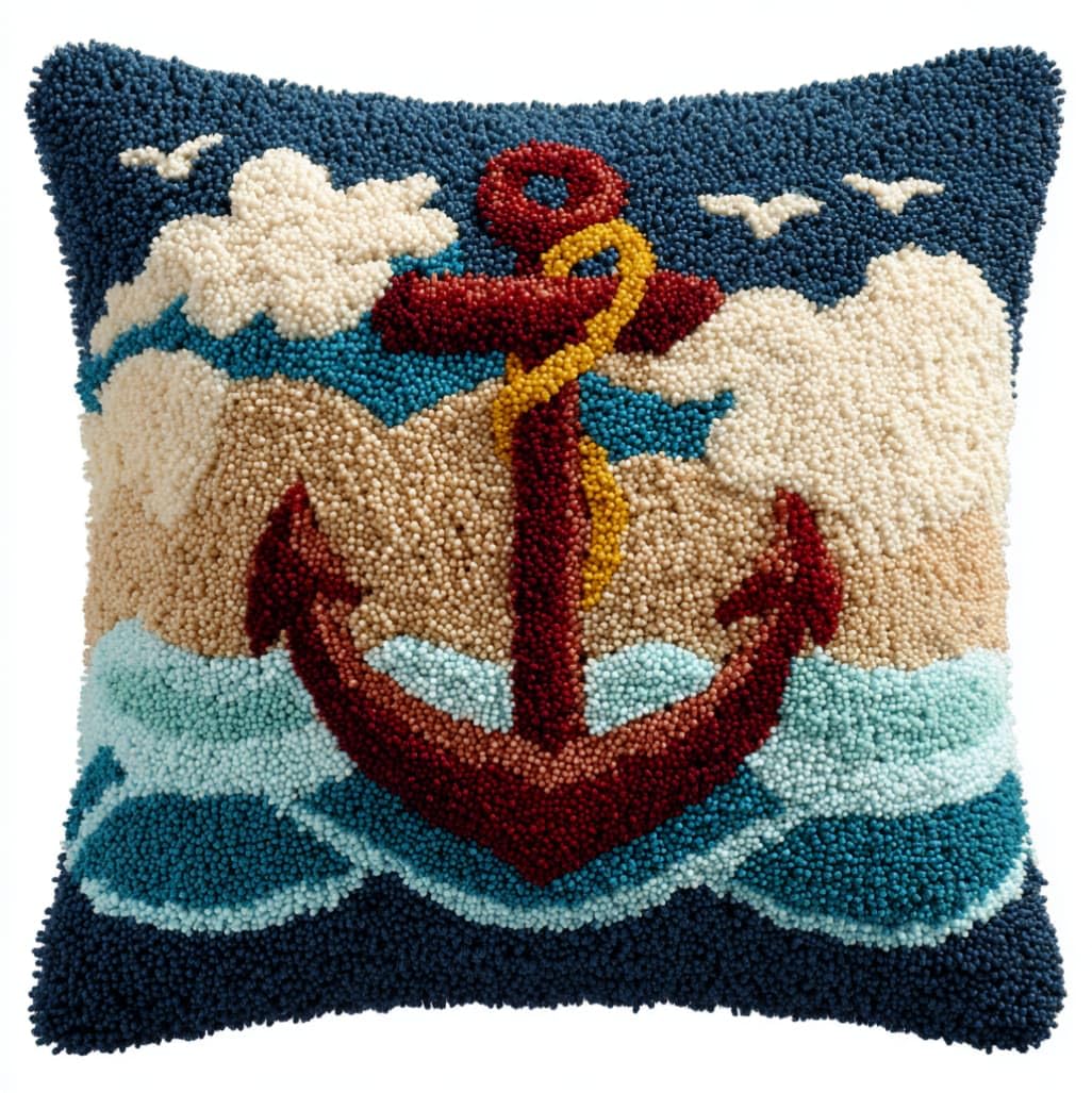Latch Hook Crochet Cushion Kit,Anchor