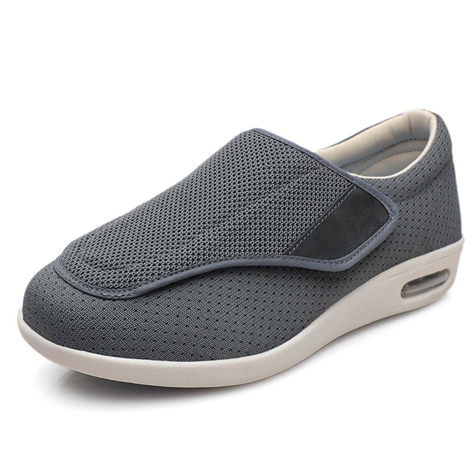 ARMAAN Zapatos Unisex para Ancianos, Zapatos para diabéticos de Ancho Extra Ancho para Hombres y Mujeres con Espuma viscoelástica, Cierre Ajustable, Zapatillas Ligeras con cojín de Aire,Grey-43 EU